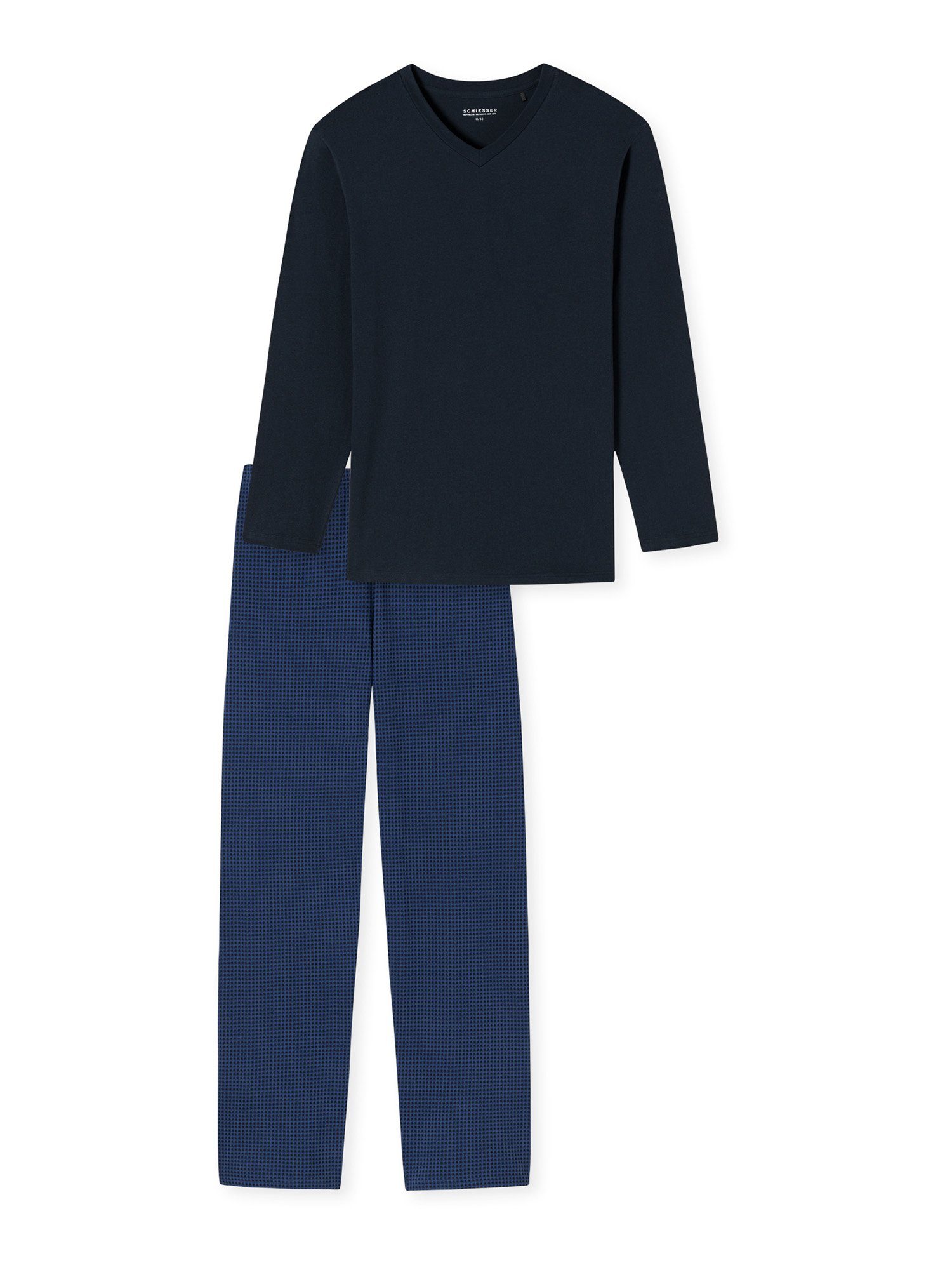 Pyjama Comfort schlafmode nachtblau schlafanzug Schiesser Essentials pyjama