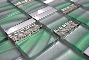 Mosani Mosaikfliesen Glasmosaik Mosaikfliesen Aluminium dilber grau grün