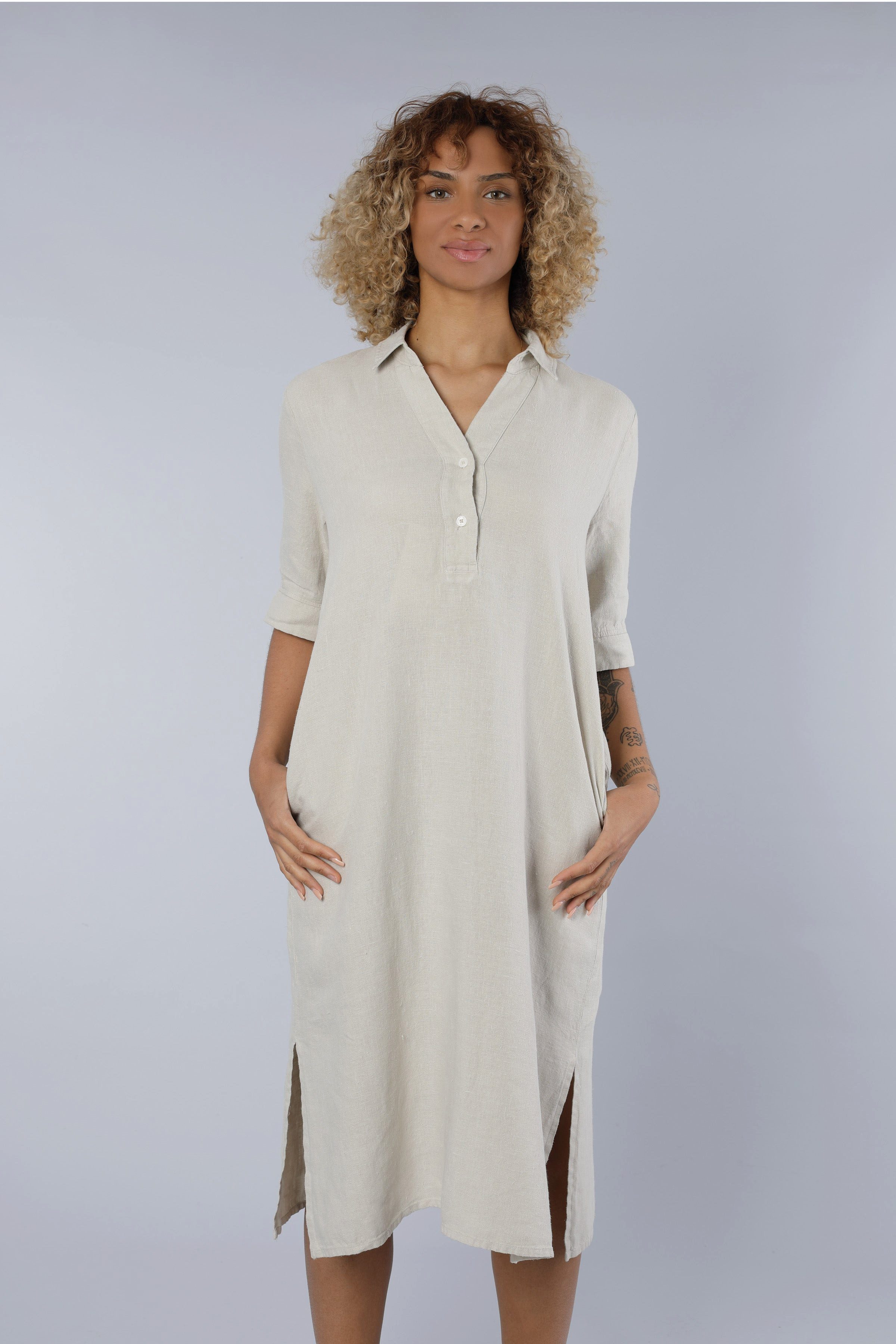 NADINE H Sommerkleid Leinenkleid BEIGE günstig online kaufen