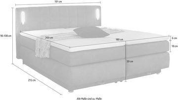 Jockenhöfer Gruppe Boxspringbett Kati erhältlich in der Größe 180x200cm, mit Topper, Bettkasten und höhenvariablen Kopfteil (96 cm - 108 cm)