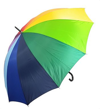 Stockregenschirm XXL Regenschirm "Rainbow", leuchtende Regenbogenfarben, mit extra großem 130cm Dach