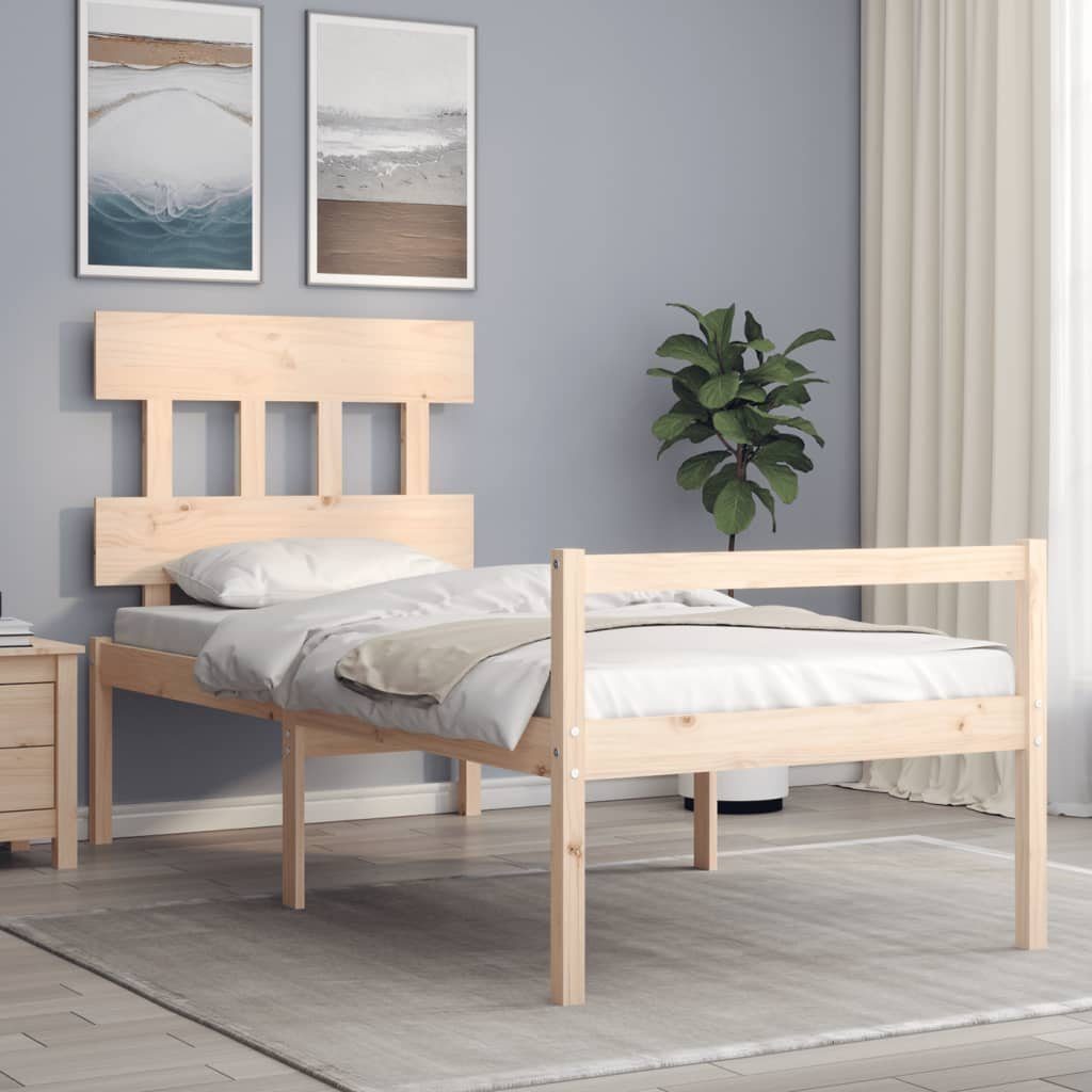 vidaXL Bett Seniorenbett mit Kopfteil Massivholz