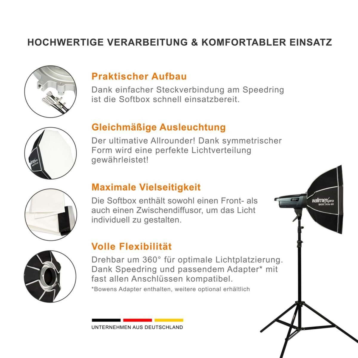 walimex pro Softbox Basic Octa 60 Blitzgerät