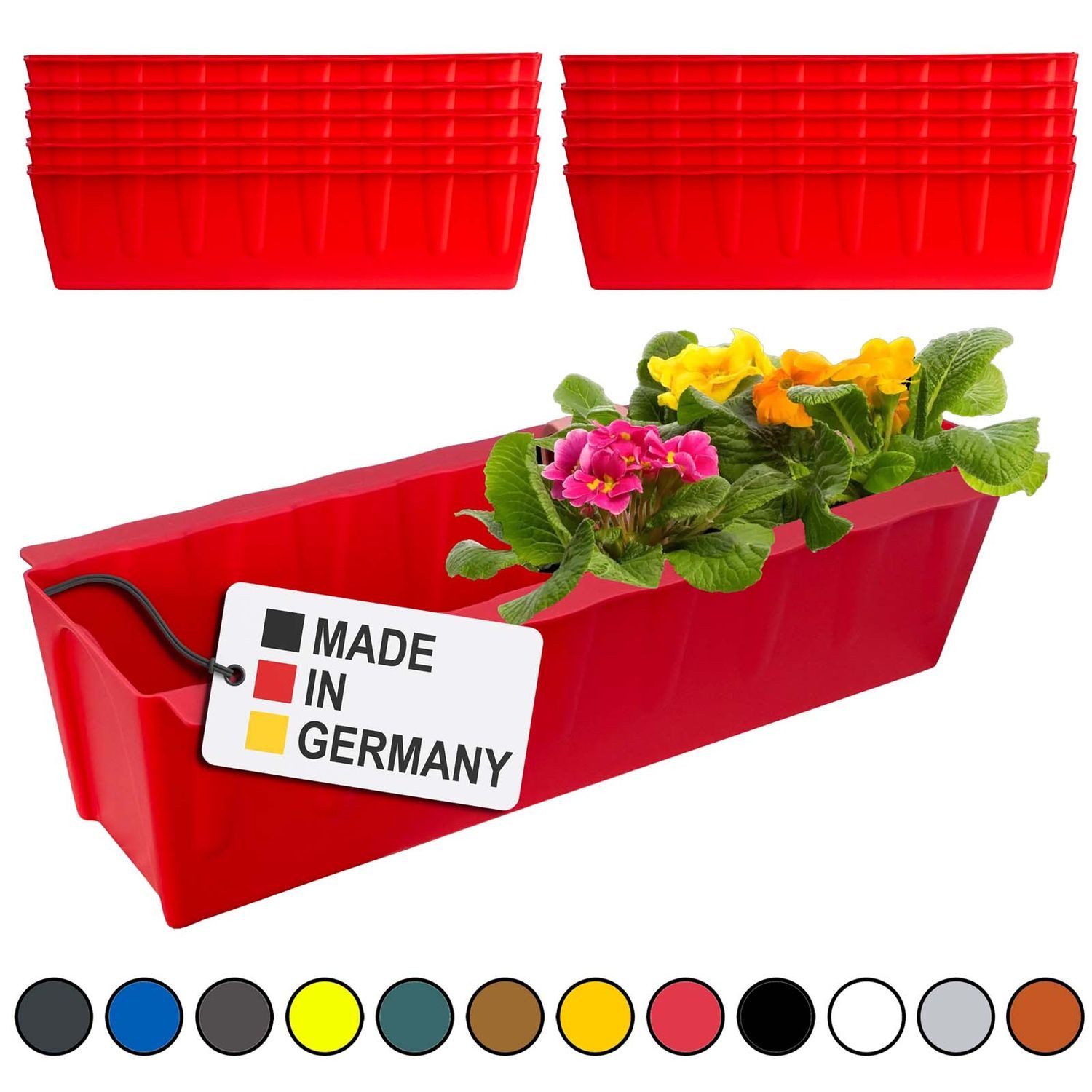BURI Blumenkasten Blumenkasten Europaletten 10er-Set Rot Pflanzkasten Balkonkasten