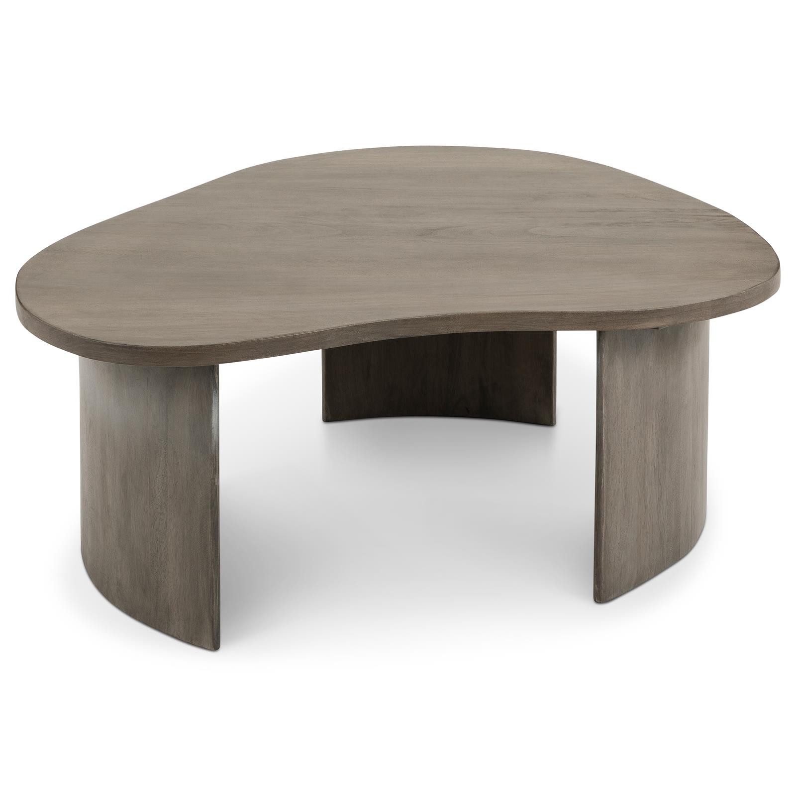 IDIMEX Couchtisch CALUA, Wohnzimmertisch aus massivem Mangoholz mit organischer Form Grau