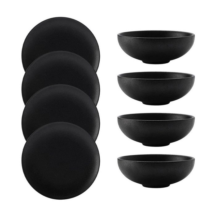 Maxwell & Williams Kombiservice Caviar Black Dinner-Set 8er Set (8-tlg) Keramik