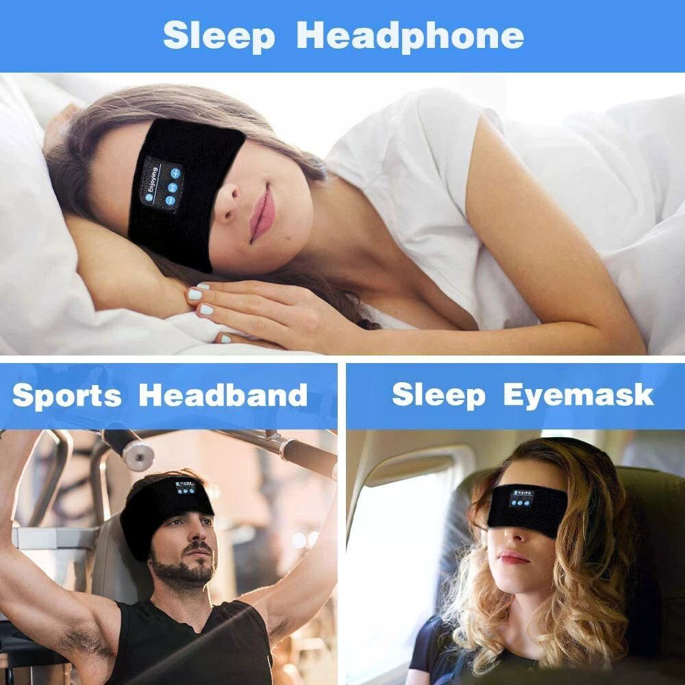 Stelby Bluetooth Schlafmaske mit Kopfhörern – Schlafband mit Musik Blau Bluetooth-Kopfhörer (Nein, Bluetooth, Bluetooth-Schlafkopfhörer-Stirnband, weich, waschb – Bild 4 von 5