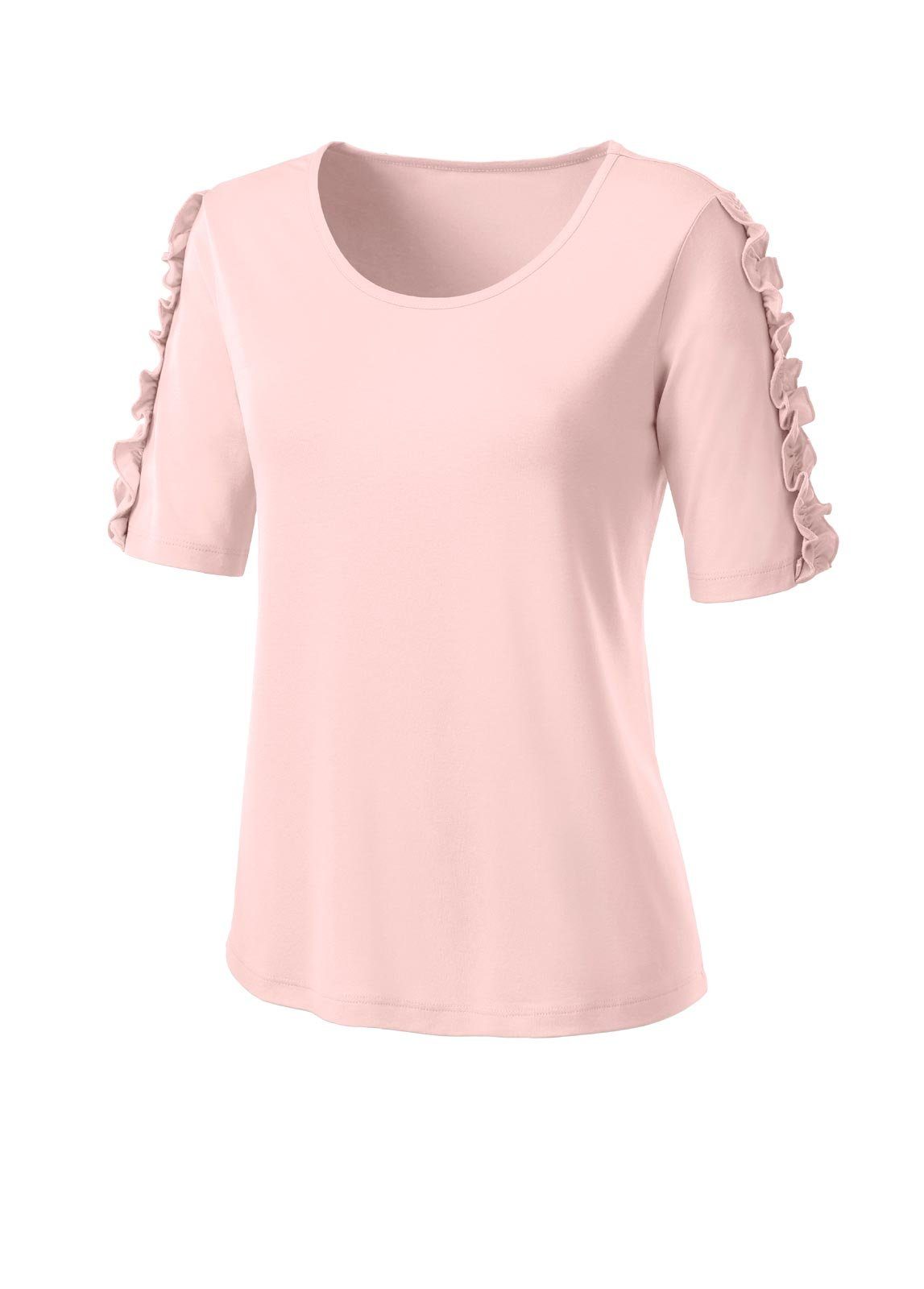 L rosé CRéATION L Jerseyshirt mit Damen creation T-Shirt Rüschen,
