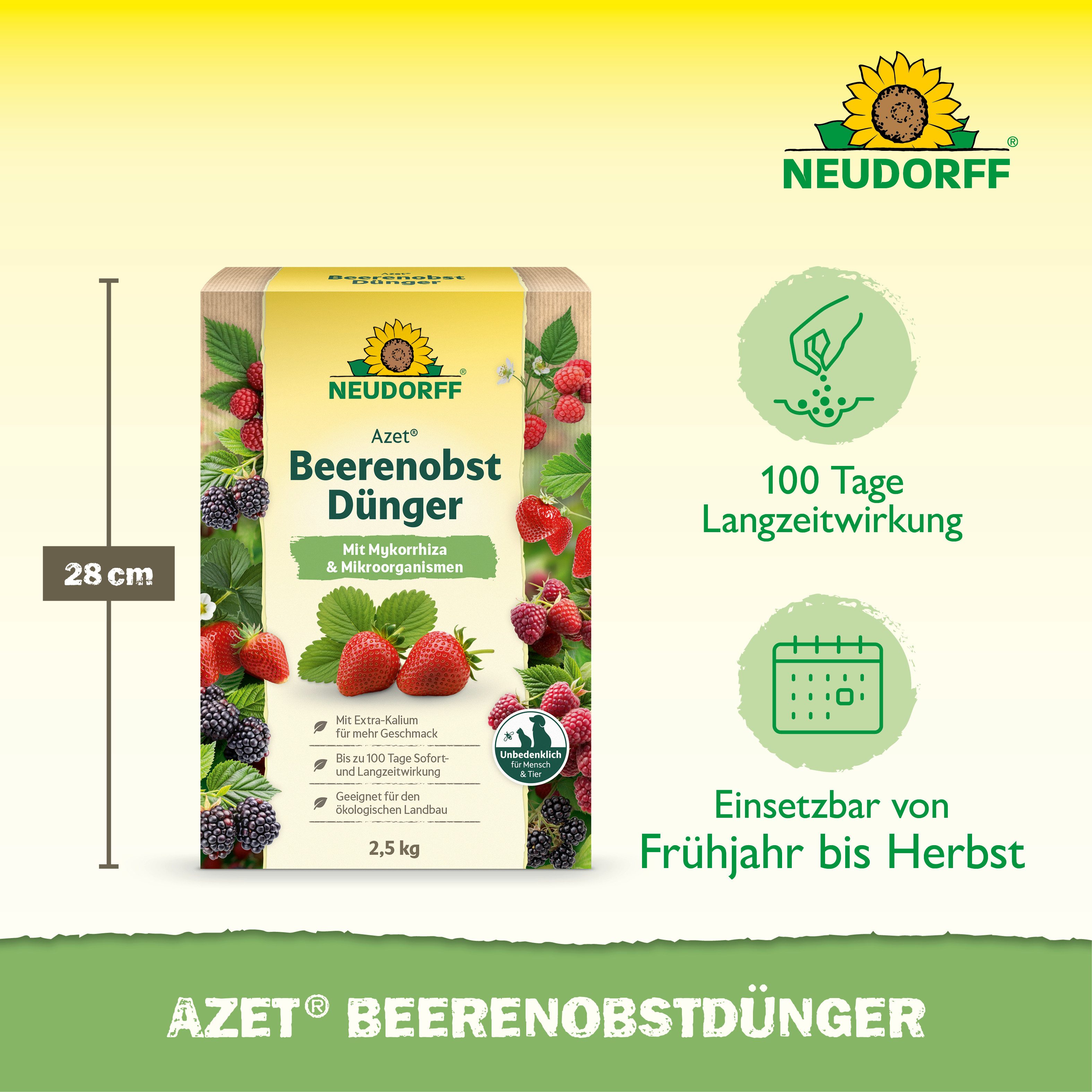 Neudorff Obstdünger Azet Beeren- & ObstDünger 2,5 kg, organischer Langzeitdünger mit Sofort- & Langzeitwirkung, Himbeer & Erdbeer Dünger aus natürlichen Rohstof – Bild 3 von 5