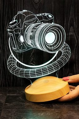 Geschenkelampe LED Nachttischlampe Fotokamera 3D Illusionslampe Nachtlicht Geschenk für Fotografen, Leuchte 7 Farben fest integriert, Geschenk für Berufseinstieg, Fotograf, Freunde