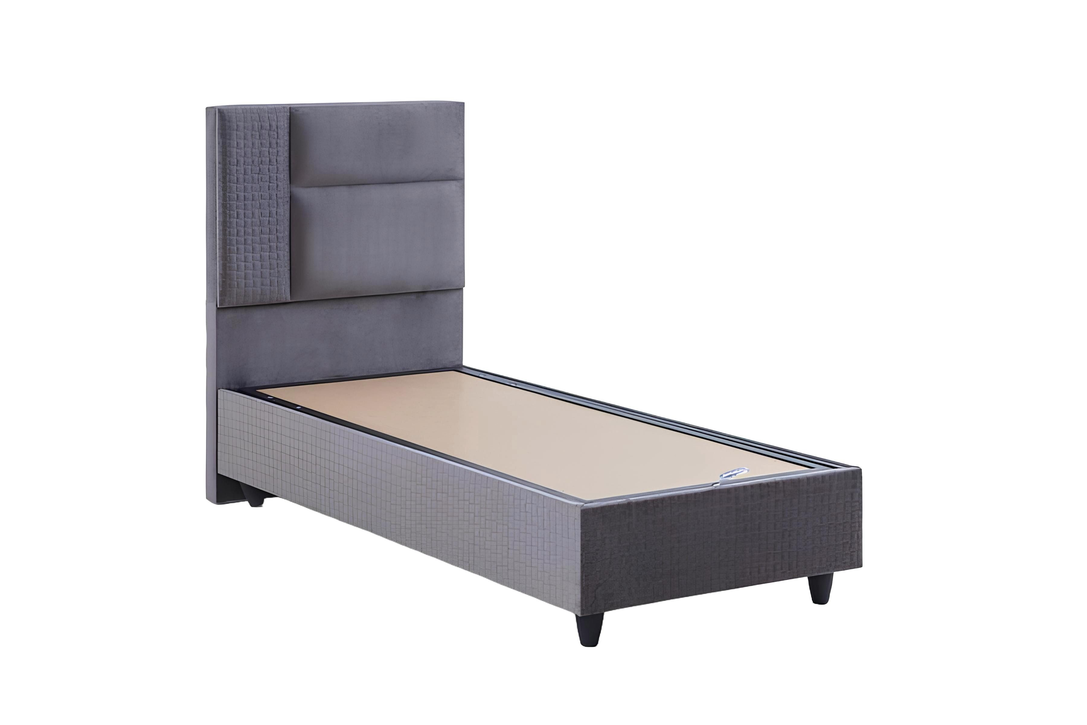 Xlmoebel Einzelbett Elegantes graues Bett aus hochwertigen Materialien (1-tlg., Bett), Hergestellt in Europa