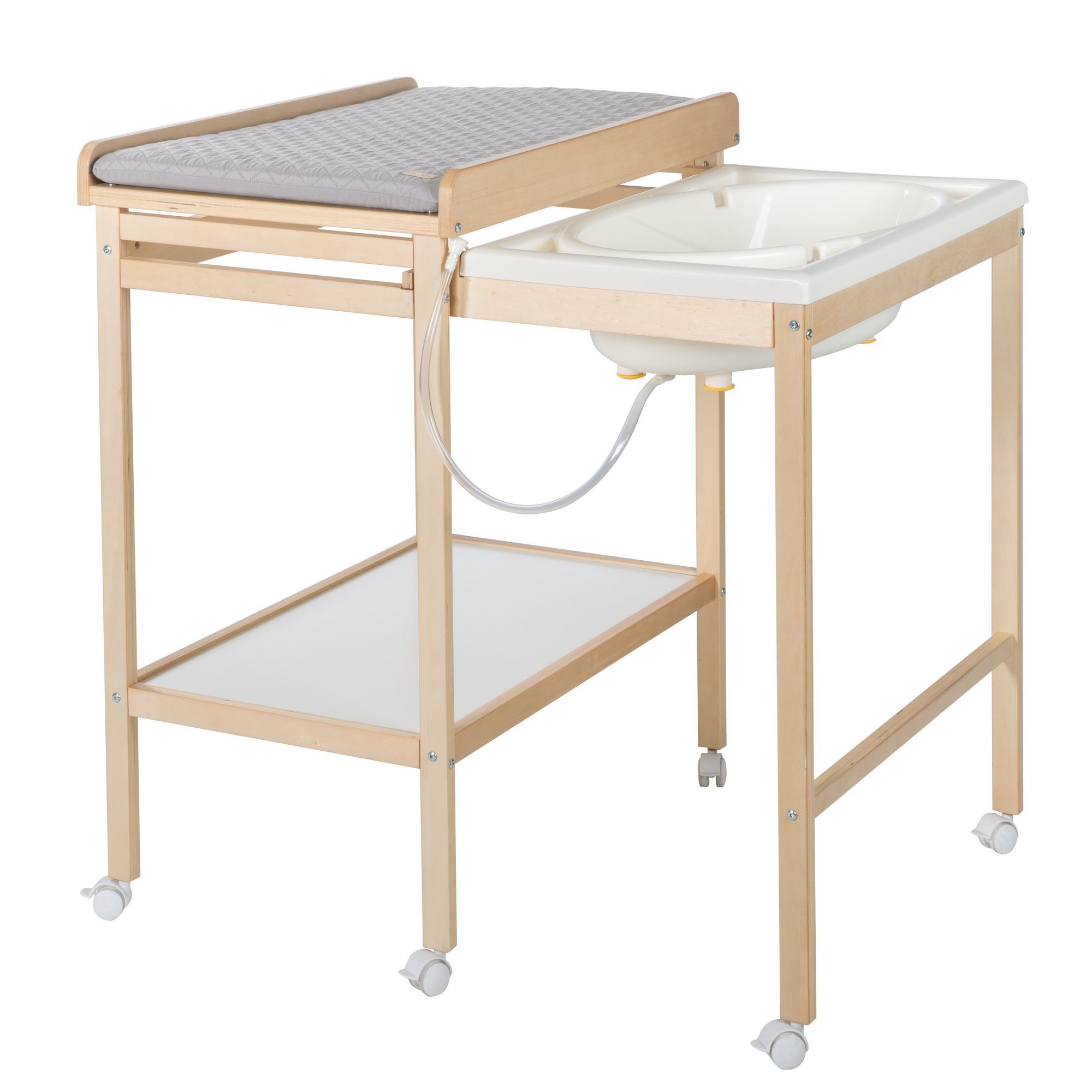 roba® Bade- und Wickelkombination Mobiler Wickeltisch, mit integrierter Badewanne - mit ausziehbarer Wickelfläche