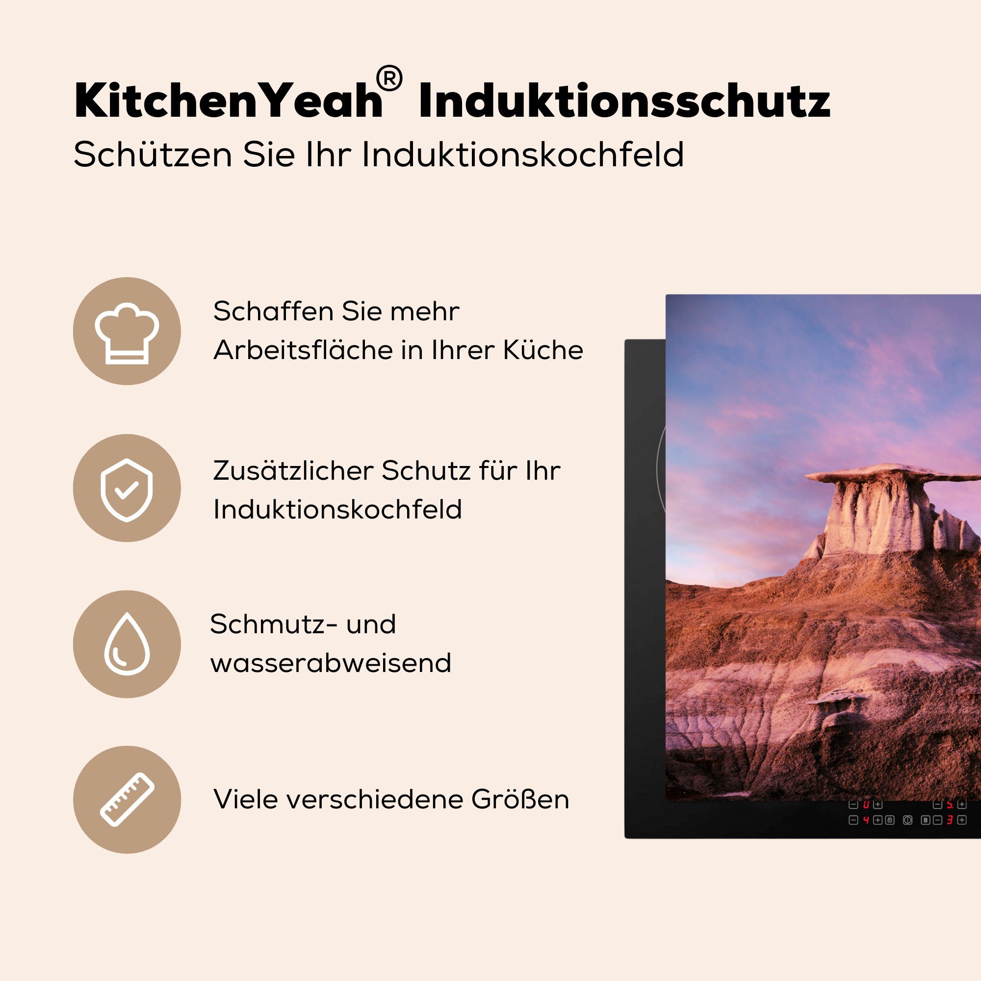 für Bisti, Induktionskochfeld die Vinyl, Ceranfeldabdeckung tlg), küche, cm, 81x52 MuchoWow Schutz Flügel (1 Herdblende-/Abdeckplatte über