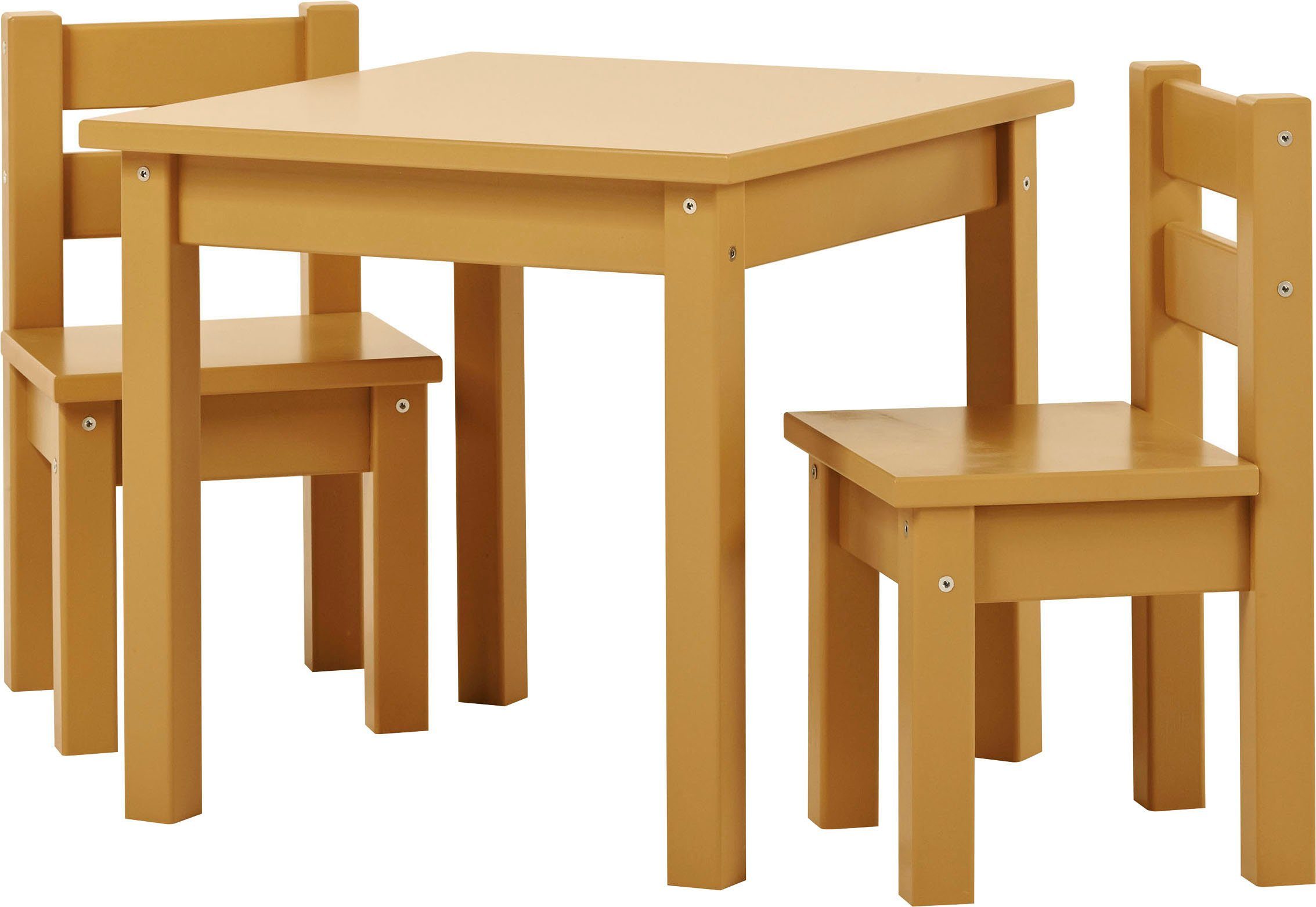 vielen MADS Kindersitzgruppe, Stühle), (Set, drei 3 Kindersitzgruppe Tisch, Hoppekids in mit Farben, gelb 1 4-tlg., Stühlen