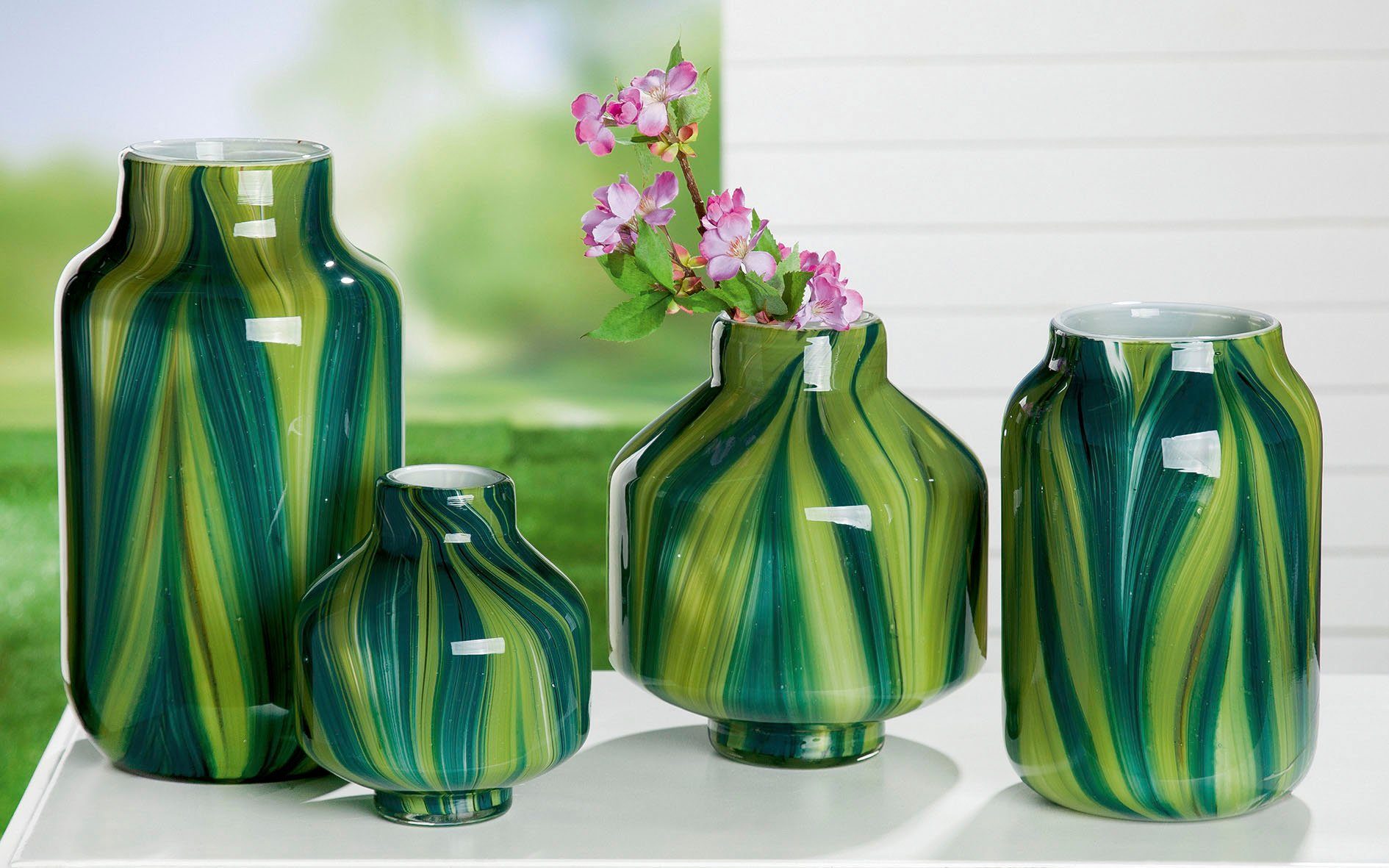 aus Höhe Vase Glas, ca. Verdo, Tischvase (1 St), GILDE cm Blumenvase 16 dekorative
