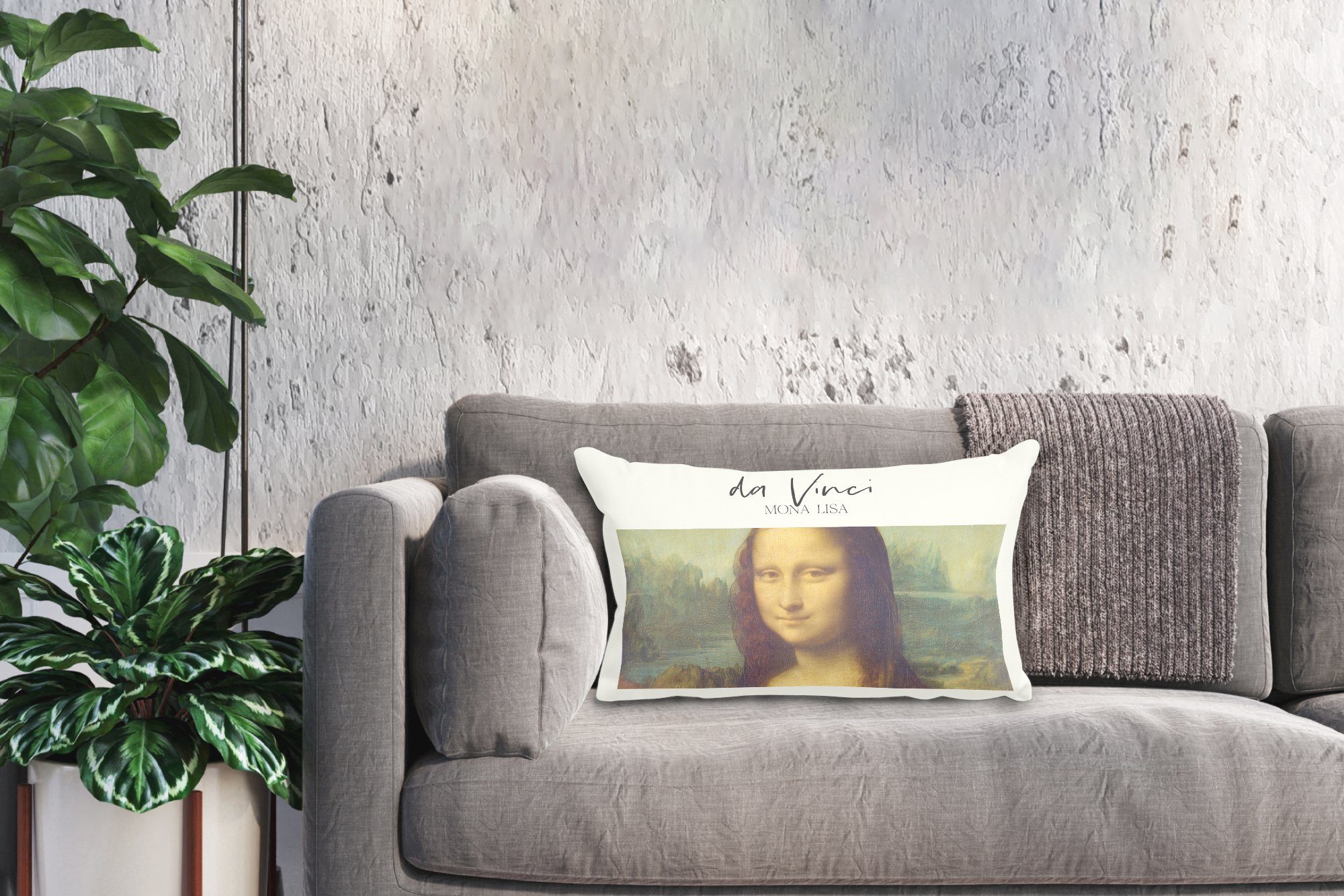 MuchoWow Dekokissen Mona Lisa - Dekoration, Da Wohzimmer - Vinci Dekokissen mit Schlafzimmer Zierkissen, Kunst, Füllung