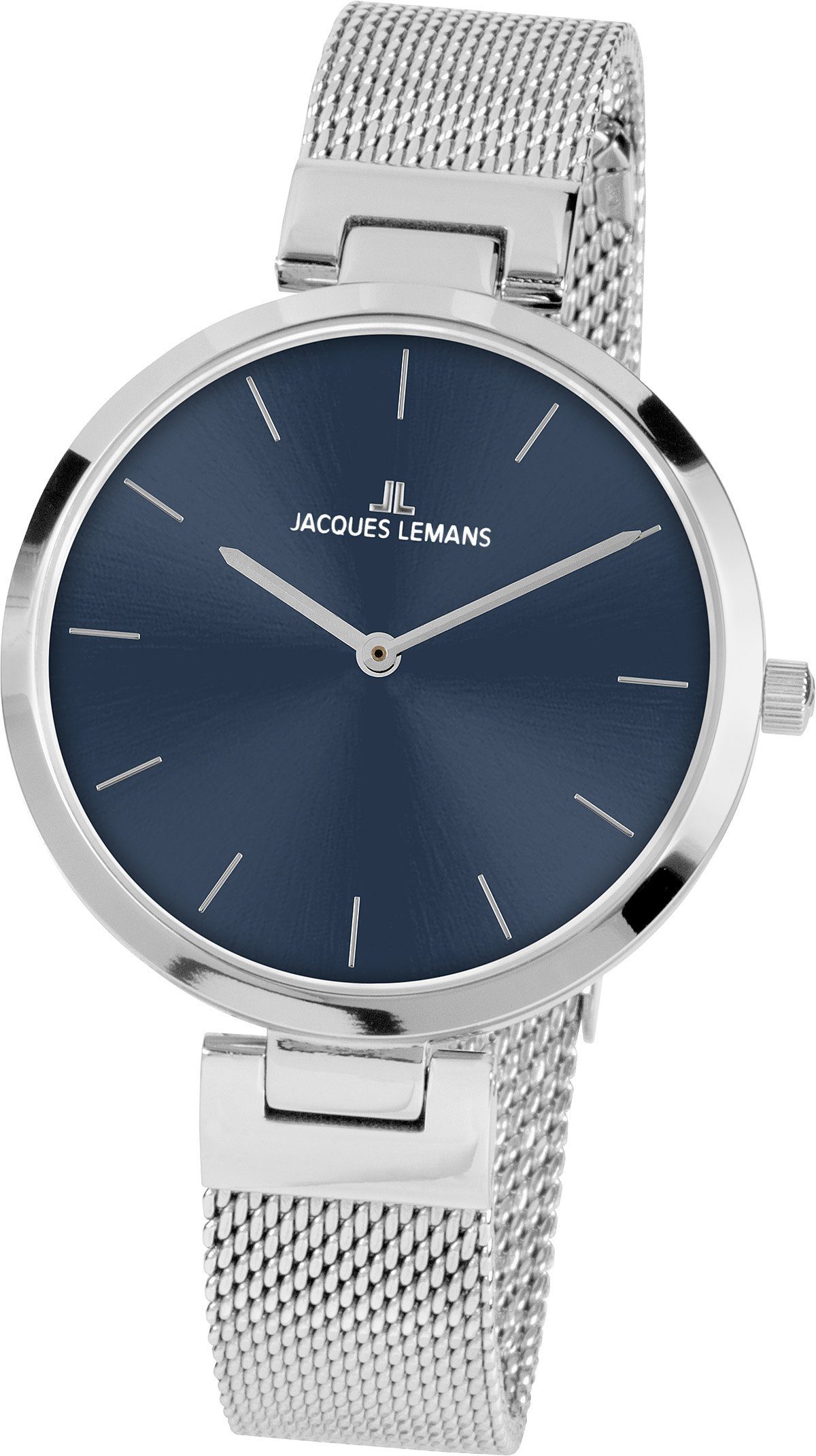 Jacques Lemans Quarzuhr Milano 1-2110C, Armbanduhr, Damenuhr, gehärtetes Crystexglas, Edelstahlarmband