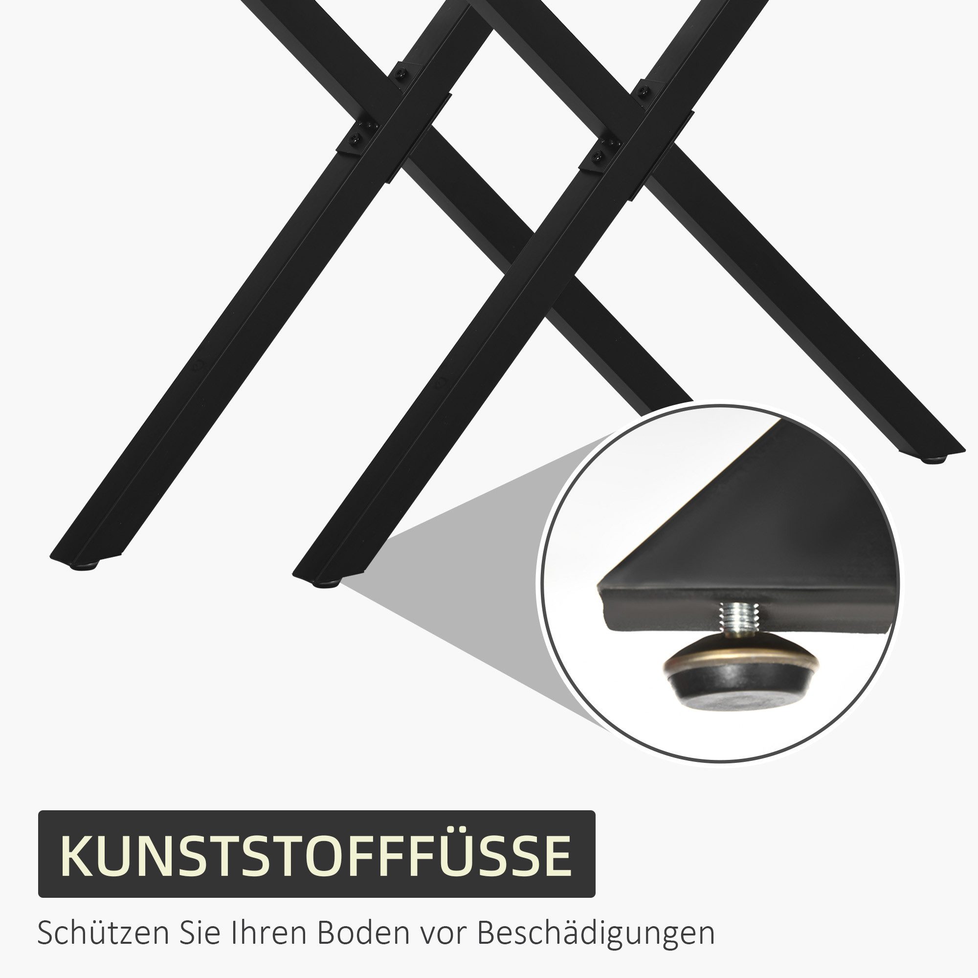 HOMCOM Tischbein 2 Stück Tischfüße für Esstisch Schreibtisch Tischgestell in X-Form, 80cm x 4cm x 72cm