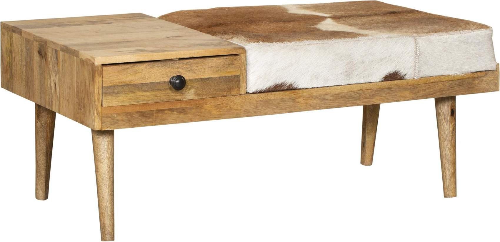 INTERIA Home & Living Bank Sitzbank Garderobenbank PATNA mit Schublade und Kuhfellbezug