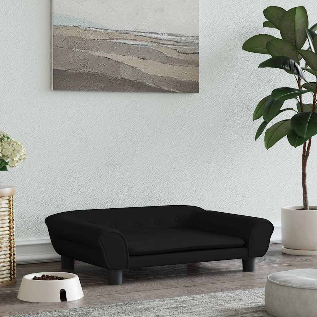 furnicato Hundebett Schwarz 70 x 48 x 22 cm mit Massivholz-Gestell, Samt, Samtiges Hundesofa mit weichem Schaumstoff für kleine Haustiere