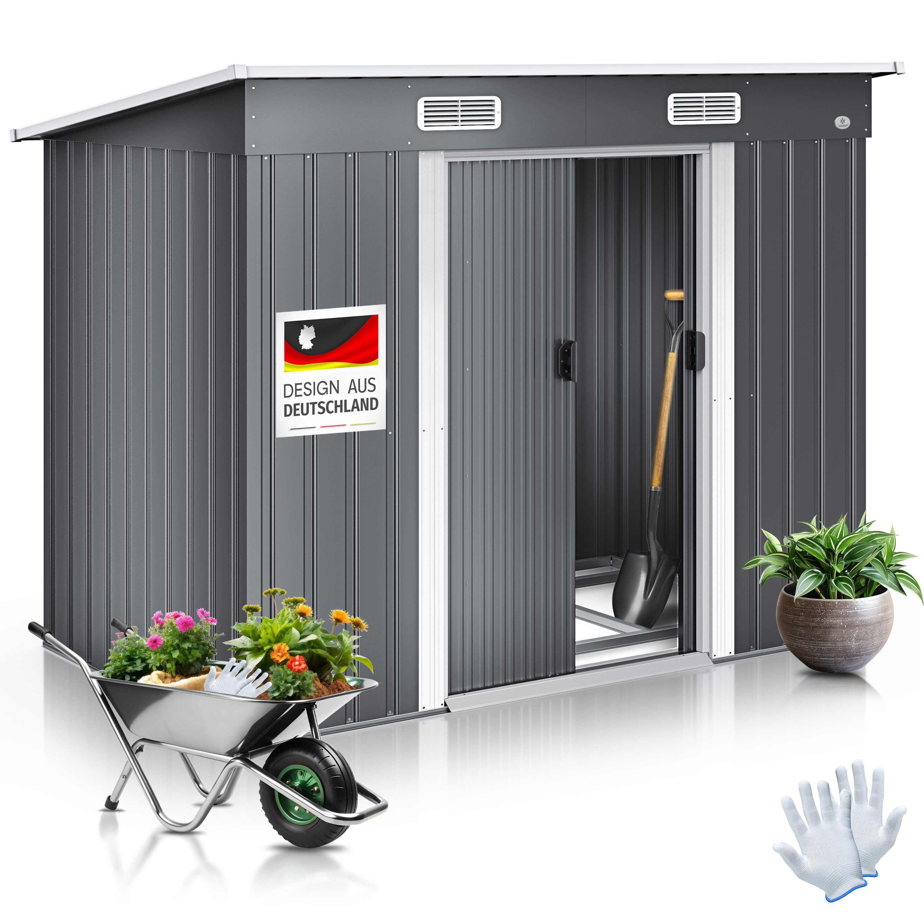KESSER Gartenhaus, Gerätehaus Metall 4 m³ mit Fundament 194x112x181 cm