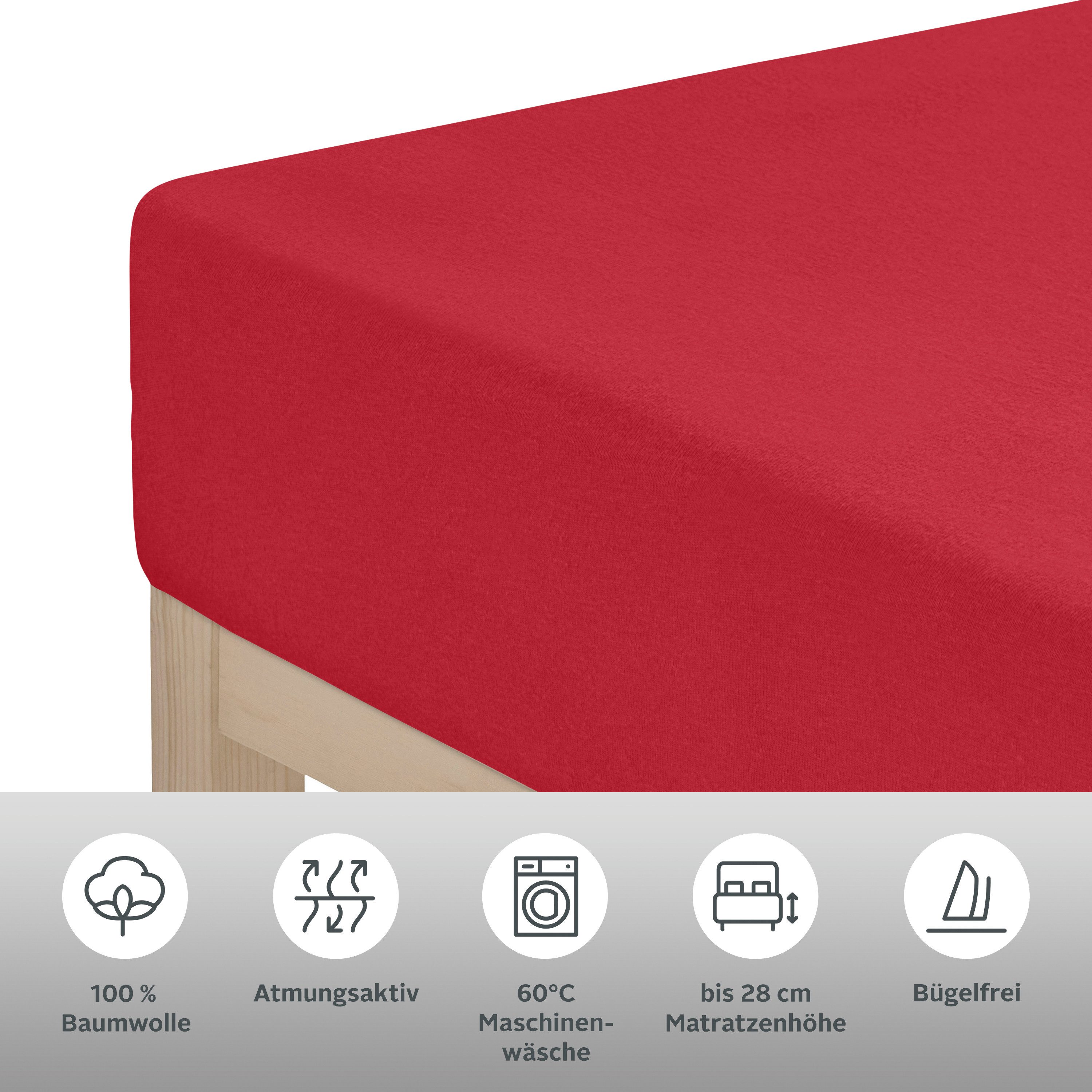 OTTO home Spannbettlaken BLACKBERRY in PREMIUM und BASIC Qualität, 100% Baumwolle, Jersey (160 g/m), Gummizug: rundum, (1 Stück), für hohe Matratzen bis 28 cm,  – Bild 5 von 5