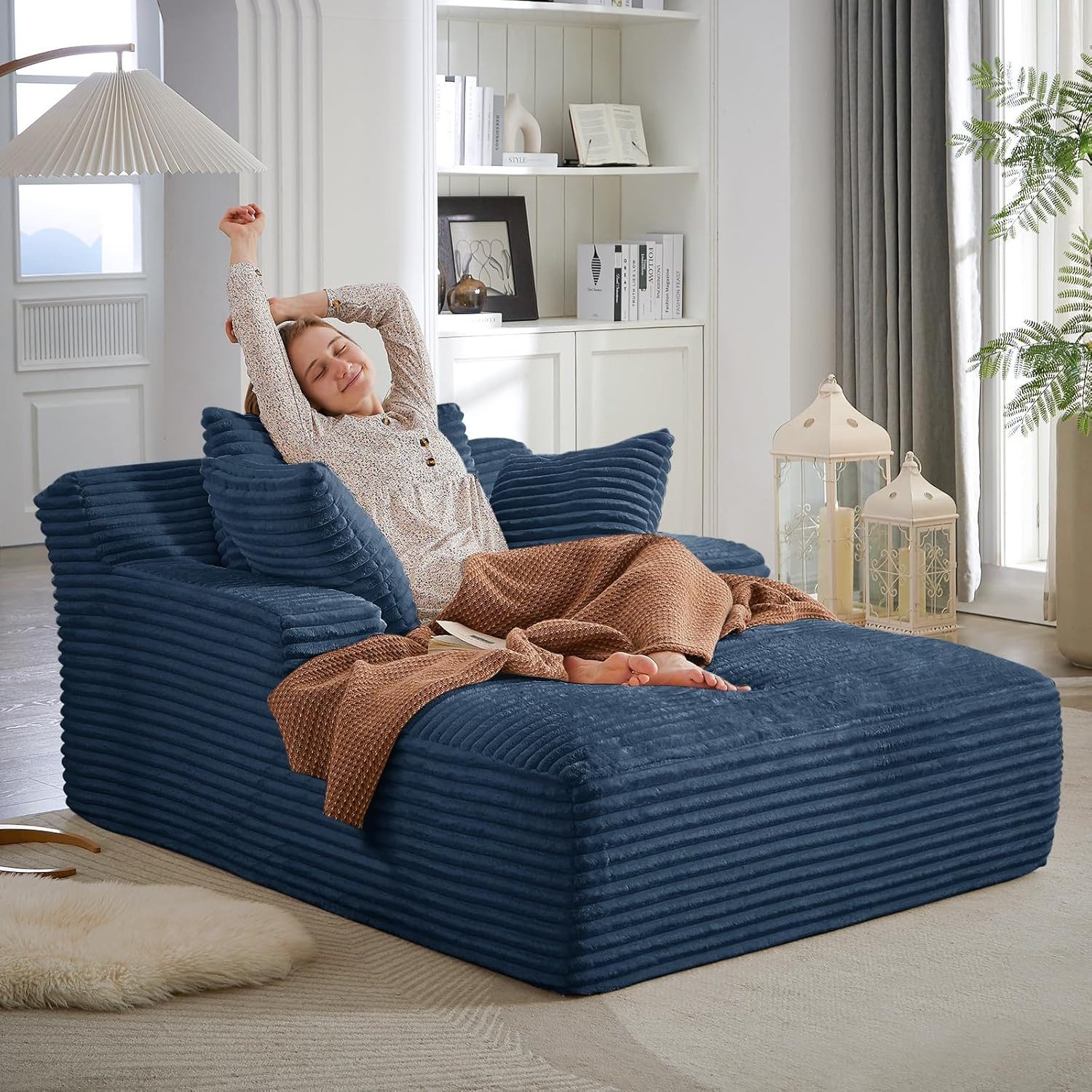 ANYSUN Sofa Cord-Schlafsofa mit 2 Kissen,Bequemes Einzelsitz-Bodensofa,Loungesofa, Relaxsessel Cord,Sessel,Loungesessel Cord,Lesesessel bequem, fur Wohnzimmer, Büro & Wohnung,Apartment,ohne Montage