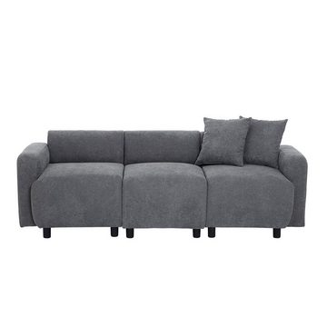 Merax 3-Sitzer, aus Chenille-Stoff mit 2 Kissen, Sofagarnitur, Loungesofa, modulare Couch