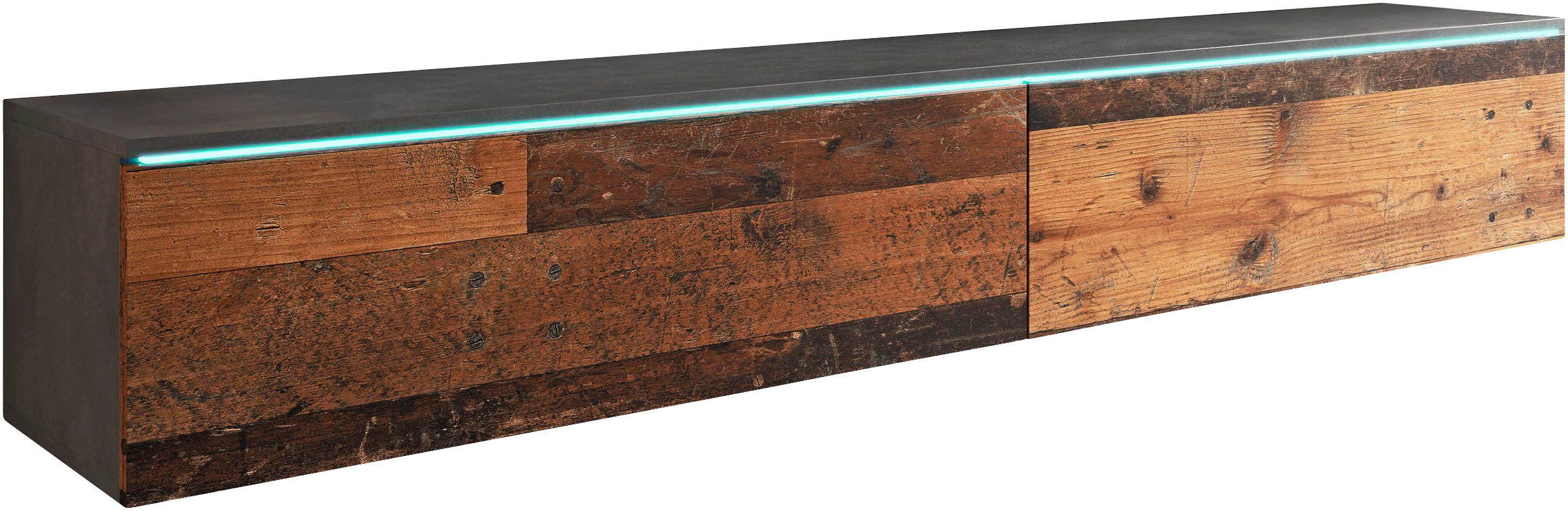 Home affaire Lowboard LOWBOARD VERA, wahlweise mit oder ohne Beleuchtung, Modernes griffloses TV-Board, 180 cm TV-Schrank, stehend und hängend