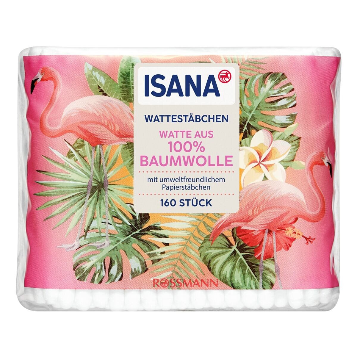 ISANA Wattestäbchen, 160-St., 100% Baumwolle