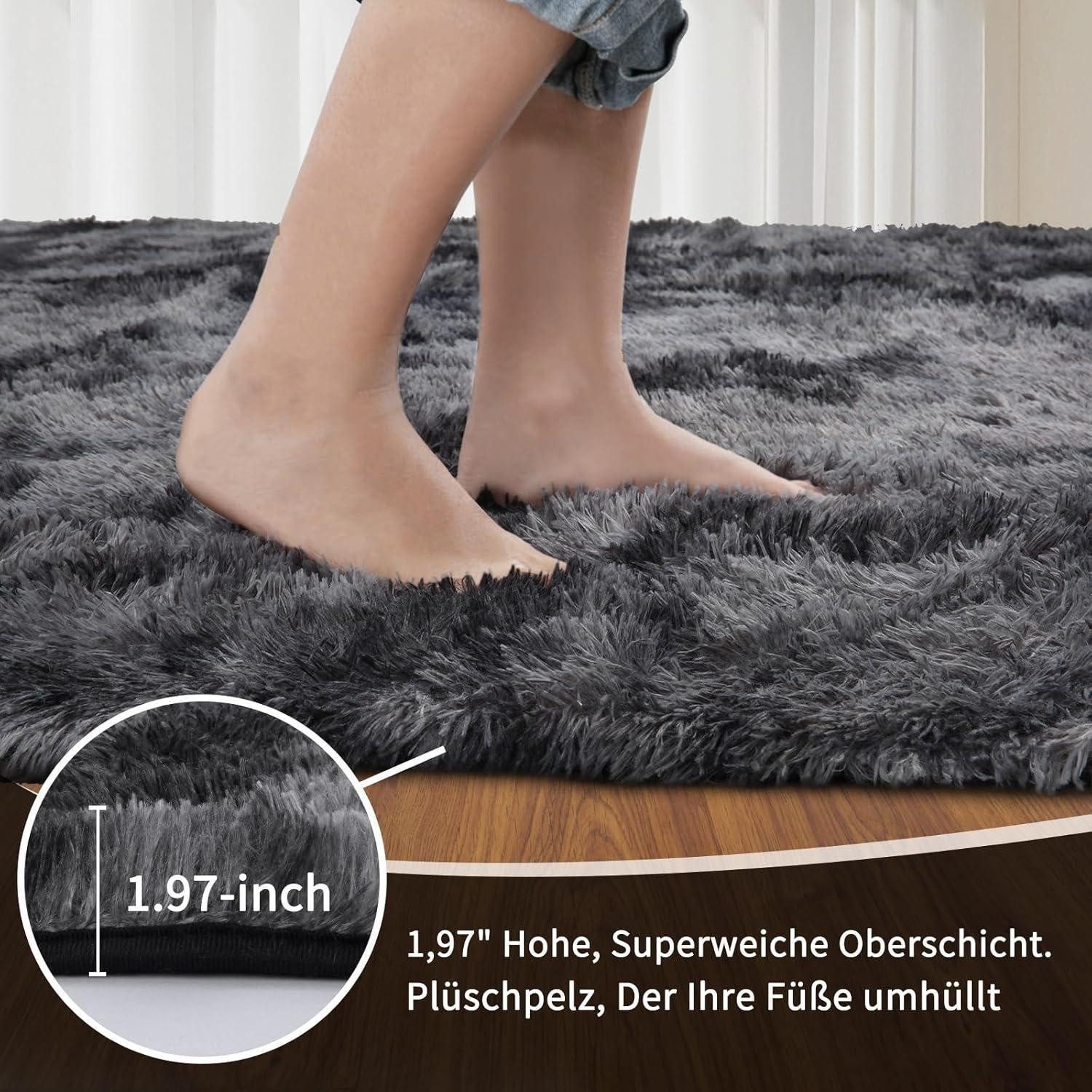 LuxusKollektion Hochflor-Teppich Großer Hochflor Teppich Grau günstig online kaufen