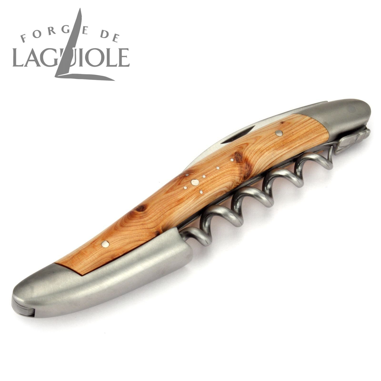Forge de Laguiole Weinflaschenöffner SOM1 GE SAT, Laguiole Kellnermesser - Griff Wacholder - Edelstahl satiniert