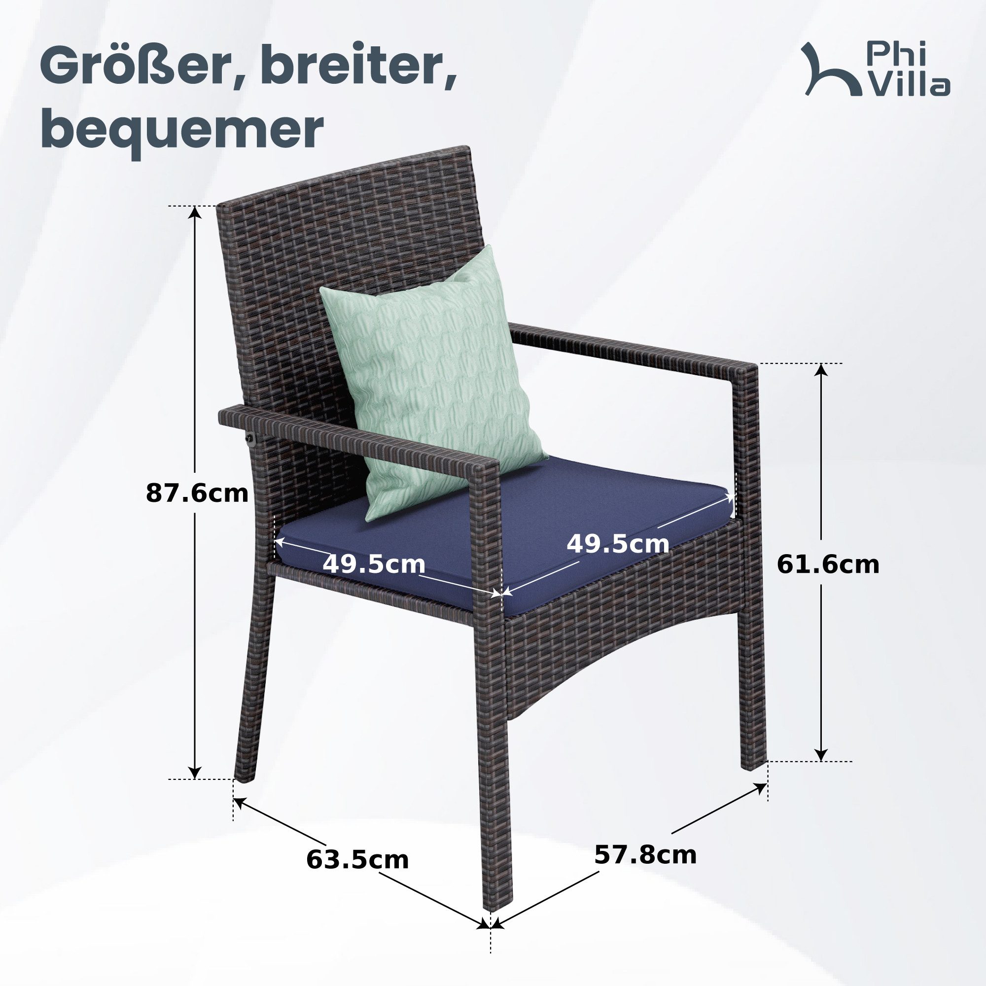 PHI VILLA Gartenstuhl (Moderne Gepolsterte Balkonstühle günstig online kaufen