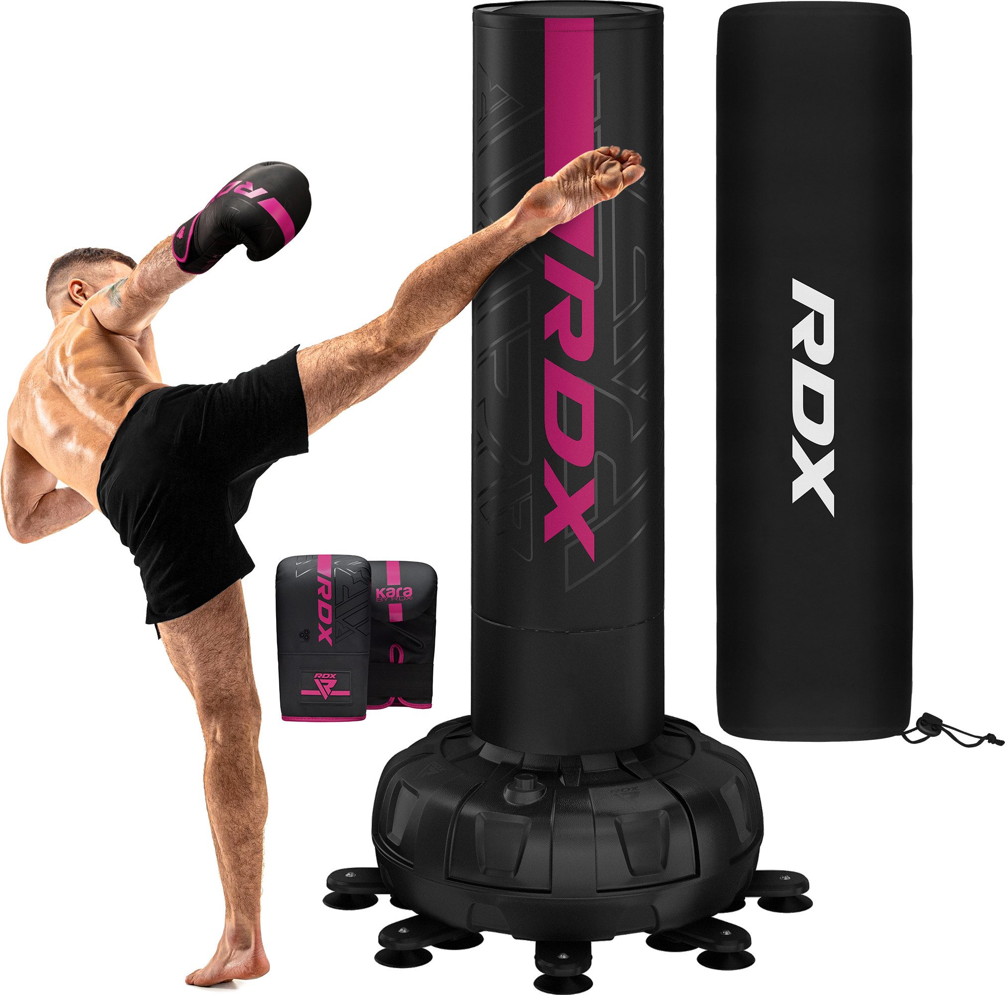 RDX Sports Boxsack RDX Freistehender Boxsack mit Handschuhen, 6ft Kickboxen, MMA Fitness