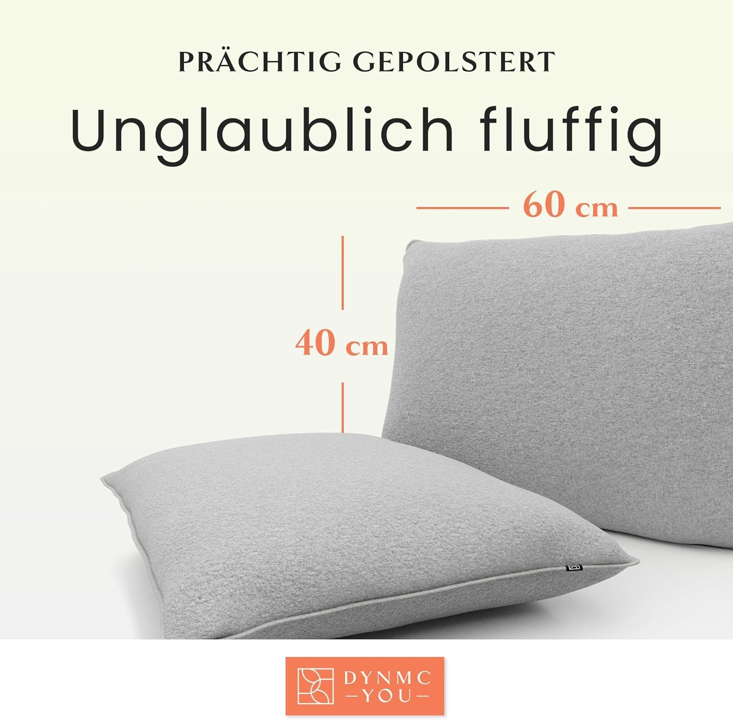 DYNMC you Sofakissen mit Füllung und Bezug - 2er Set mit Viel Füllung, Rückenkissen mit Baumwoll-Bezug - Bequeme Dekokissen – Bild 4 von 5