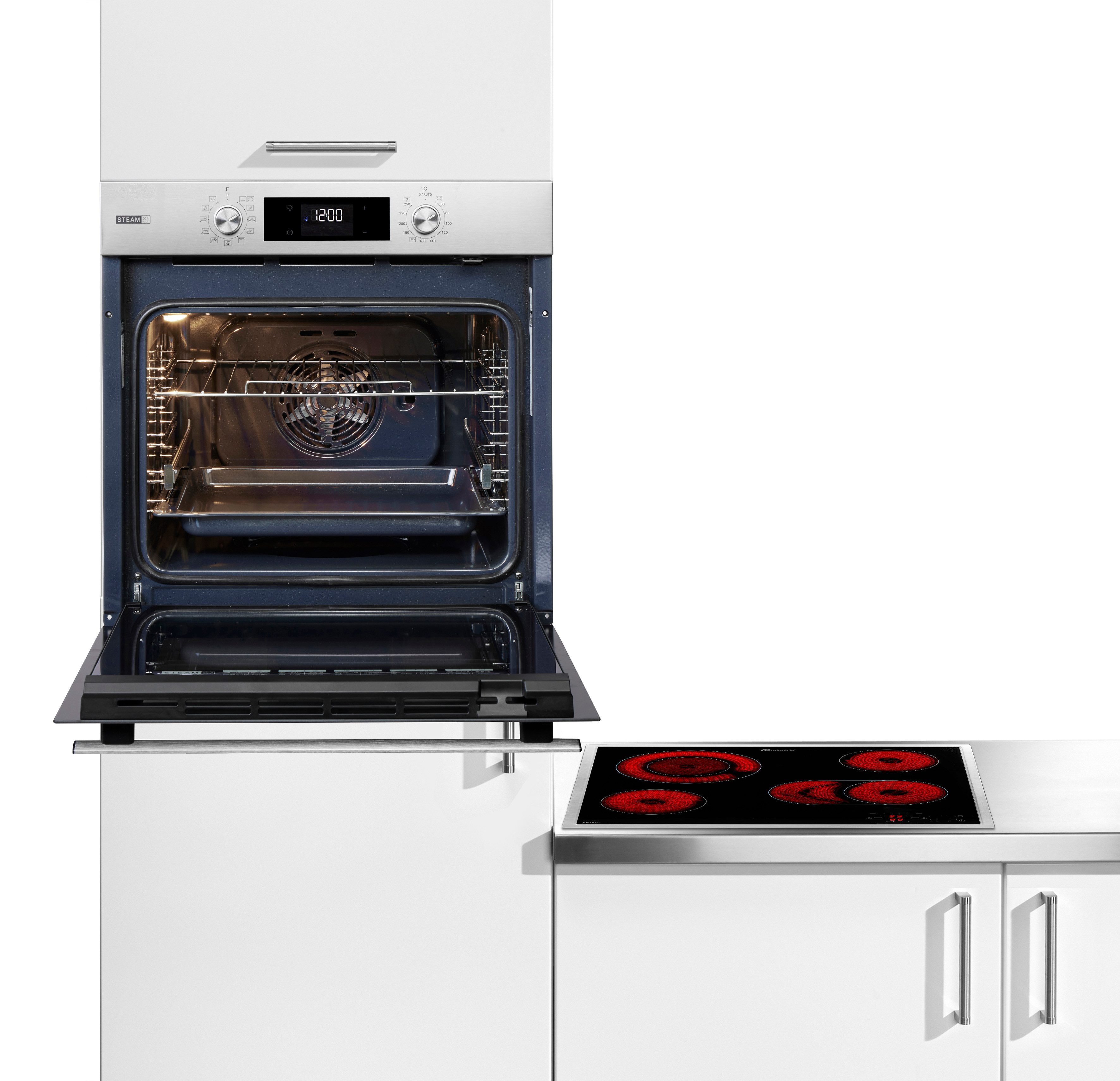 BAUKNECHT Backofen-Set BAKO 760 Steam, mit 1-fach-Teleskopauszug, Hydrolyse, GentleSteam – für ein saftiges Inneres und ein knuspriges Äußeres