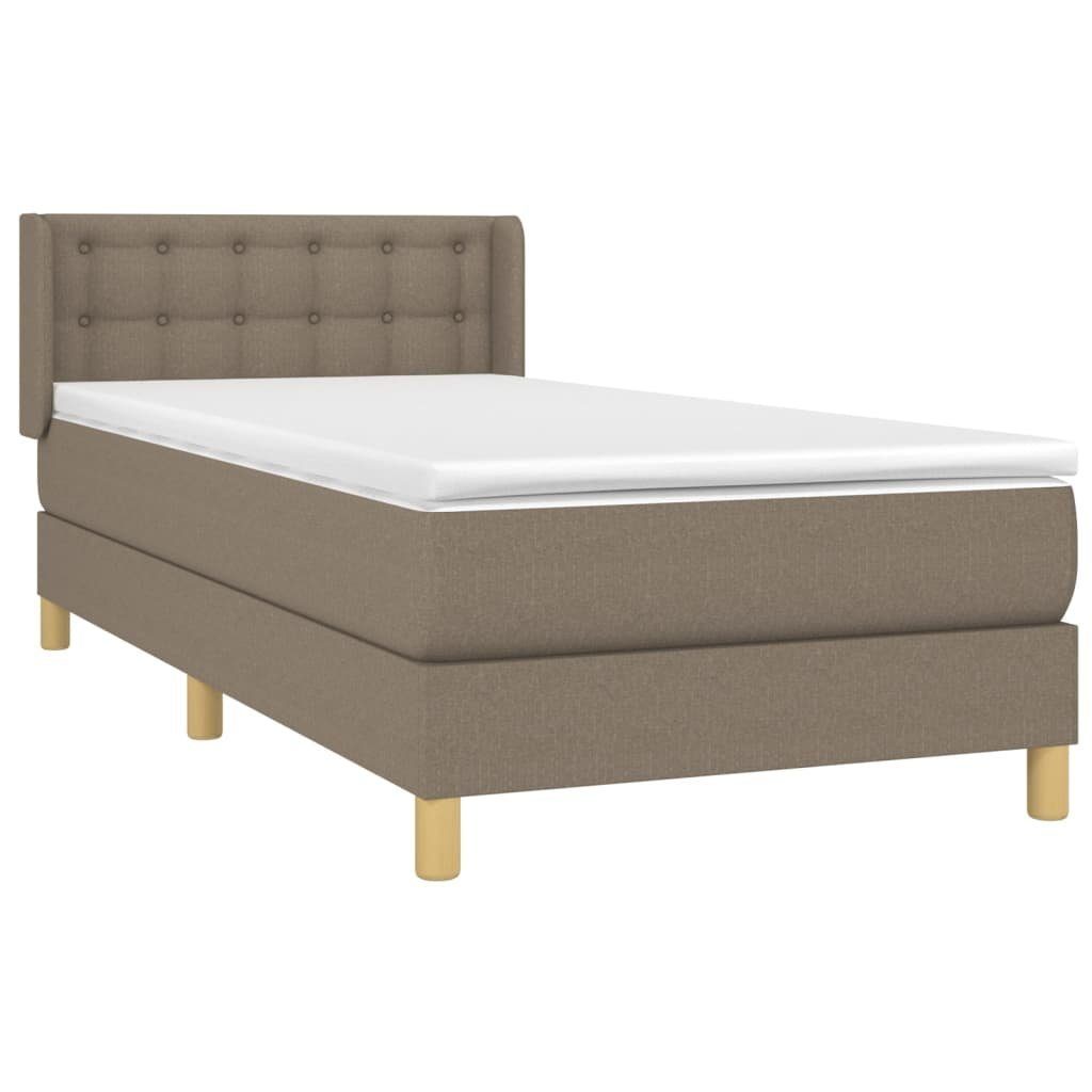 vidaXL Bett Boxspringbett mit Matratze Taupe 90x200 cm Stoff