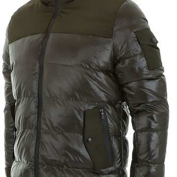 Ital-Design Steppjacke Herren Freizeit Kapuze (abnehmbar) Gefüttert Jacke in Olive