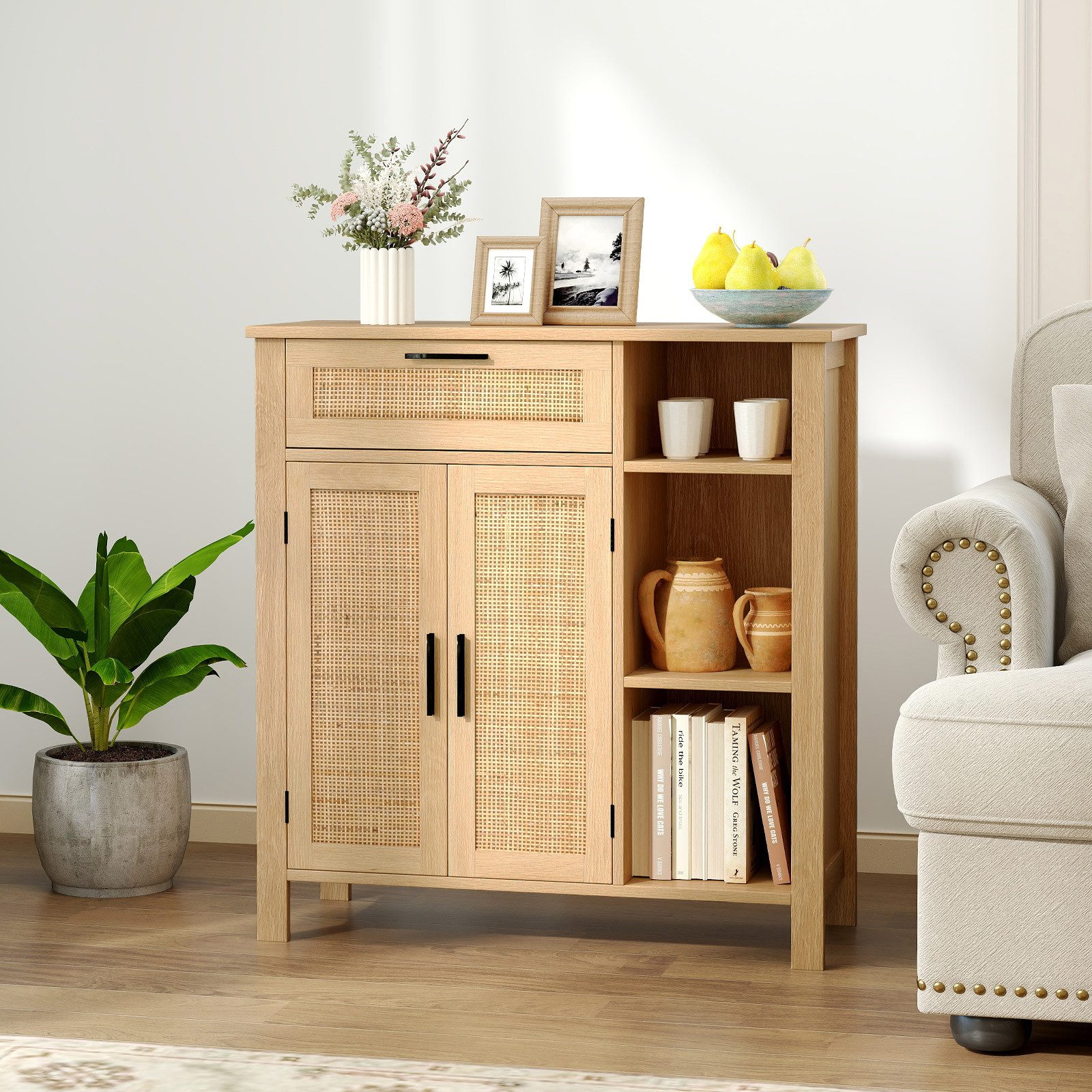 COSTWAY Sideboard, Küchenbuffet mit Schubladen & Fächern 75x30x80cm günstig online kaufen