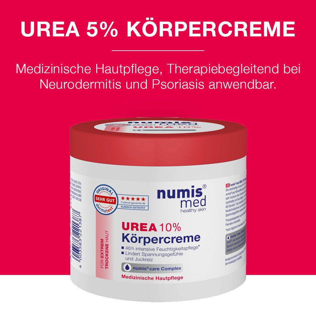 numis med Körperbutter Urea Creme 10% 2400 ml - Körpercreme trockene Haut, mikroplastikfrei, 6-tlg.