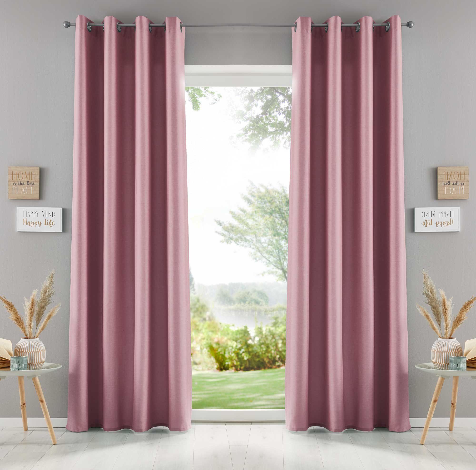 Gardinenbox Vorhang (2 St), Ösen, blickdicht, Schal Cationic »Erfurt« Leinen Optik Blickdicht Meliert Landhausstil 2