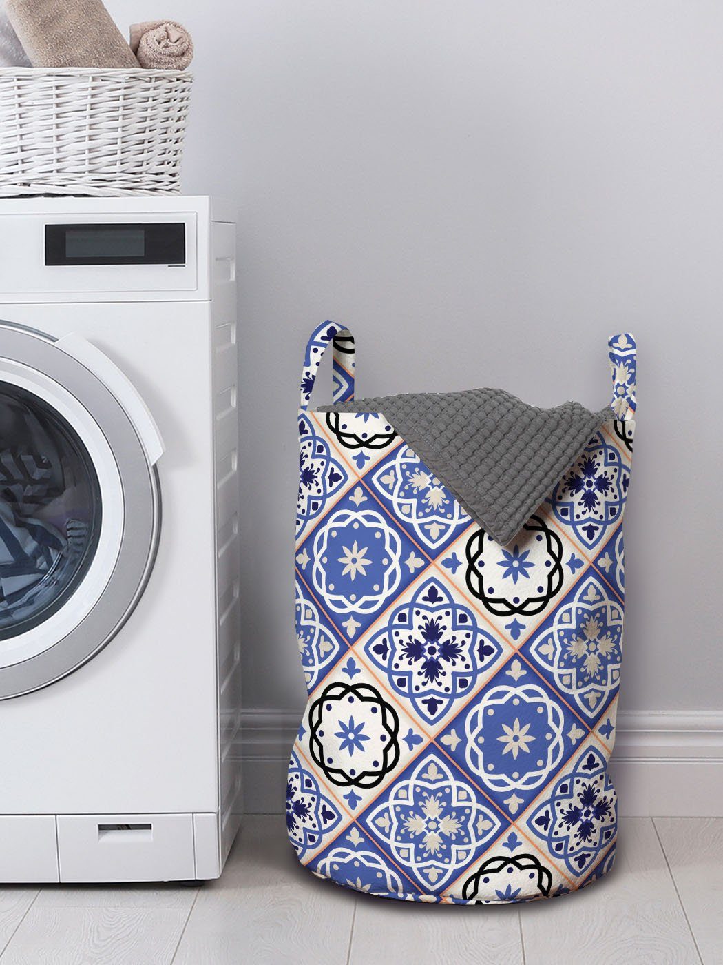 Azulejo Kordelzugverschluss Entwurf Abakuhaus Wäschekorb Waschsalons, Wäschesäckchen für marokkanisch Griffen mit Geometrische