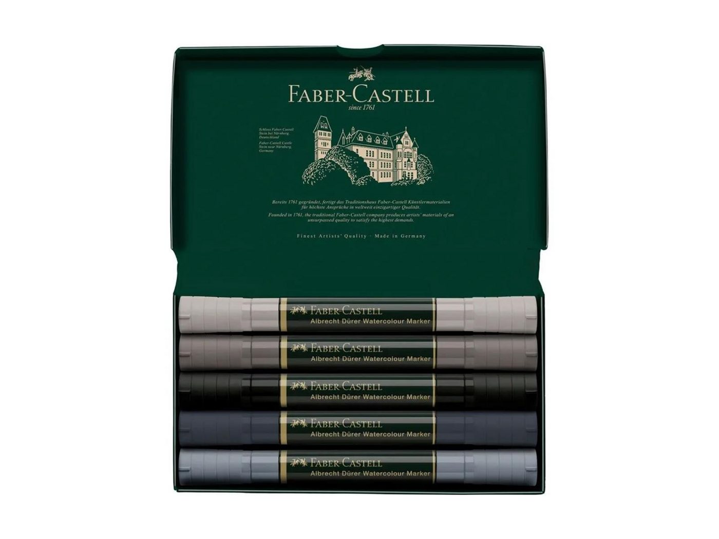 Thumbnail - Faber-Castell Aquarellstifte Faber-Castell Albrecht Dürer Aquarellmarker - 5er Etui - grau