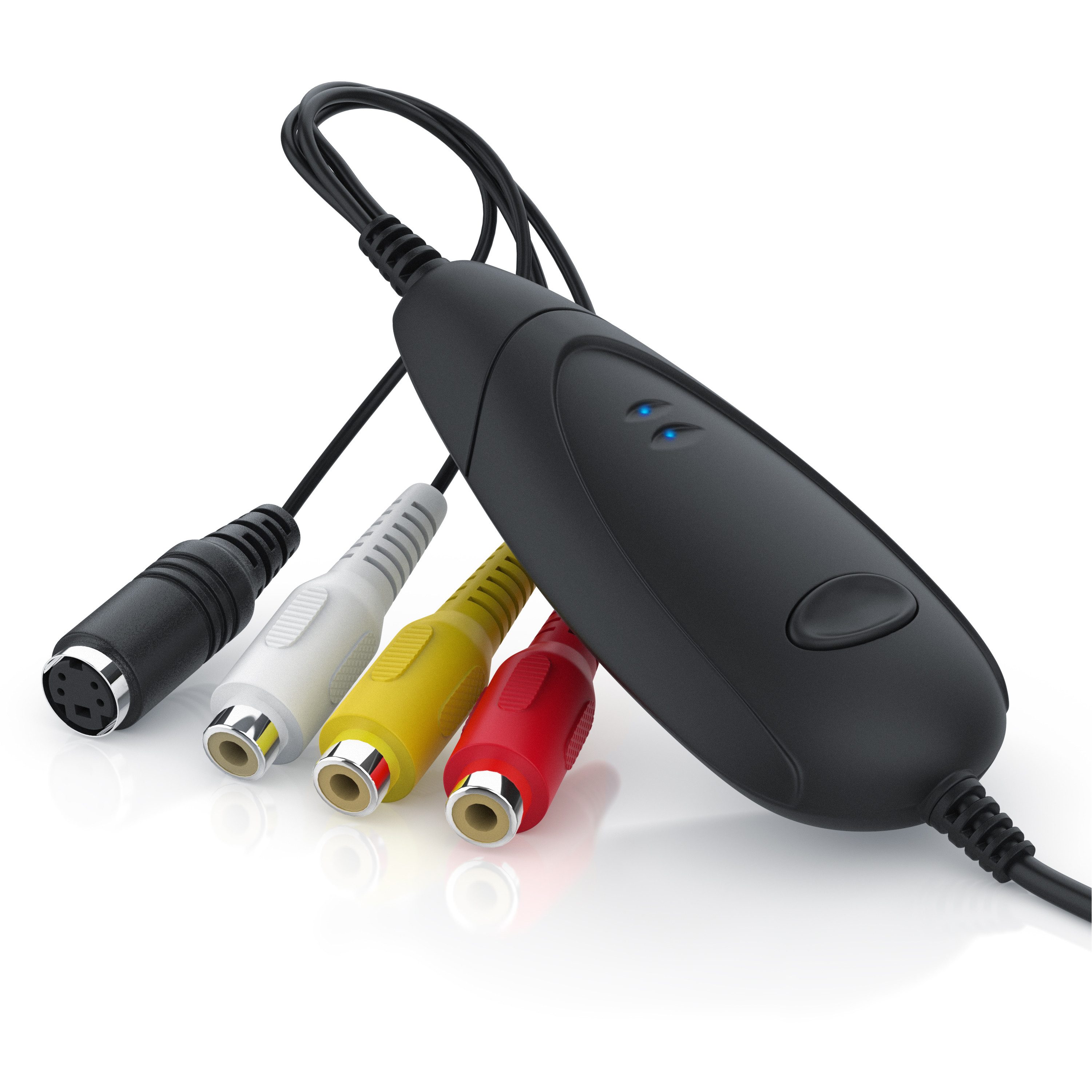 Aplic Video Grabber, Videokonverter, VHS Videoadapter zur Nachbearbeitung Audio- & Video-Adapter USB Typ A zu Component-Video, Cinch, S-Video, 75 cm, USB Grabber zur Audio Video Konvertierung MPEG-1 MPEG-2-Videocodierung
