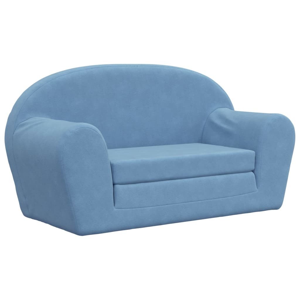 vidaXL Kindersofa, Kinder Schlafsofa 2-Sitzer Blau Weicher Plüsch günstig online kaufen
