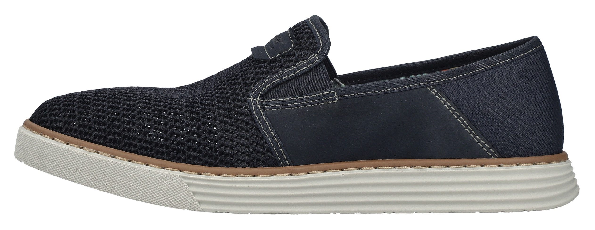 Rieker Slipper Espadrilles, Sommerschuh mit kontrastfarbenen Ziernähten