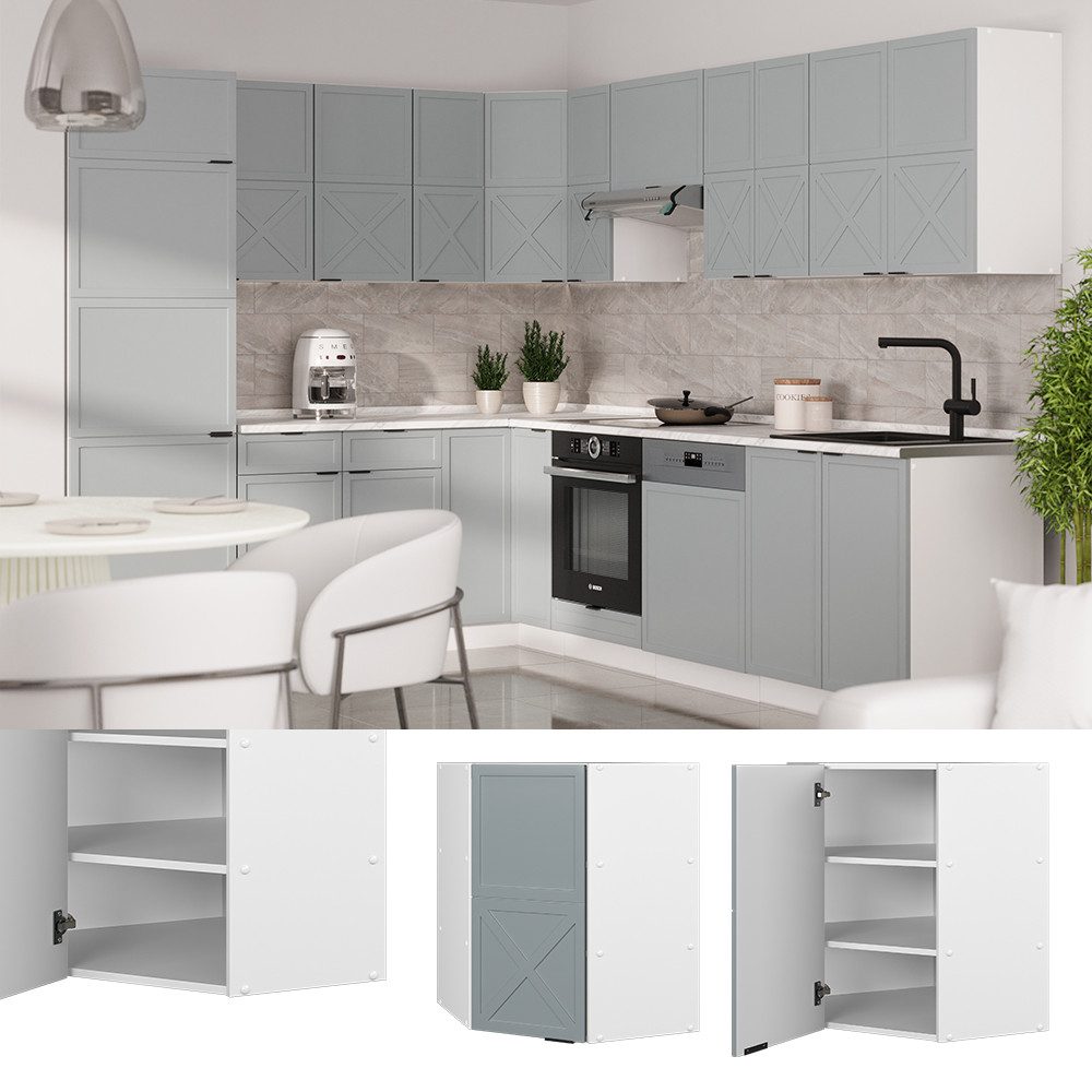 Vicco Eckhängeschrank Fame-Line, Hellblau-grau/Weiß, 57 cm günstig online kaufen