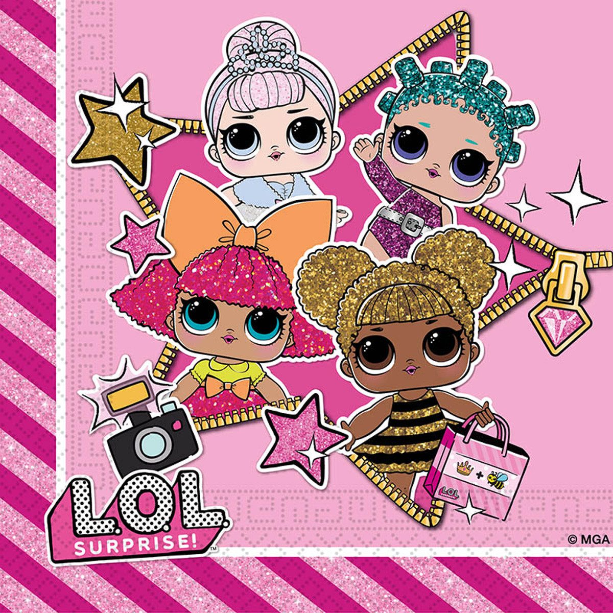 Procos Hängedekoration Servietten LOL Glitterati 20Stk/33x33cm günstig online kaufen