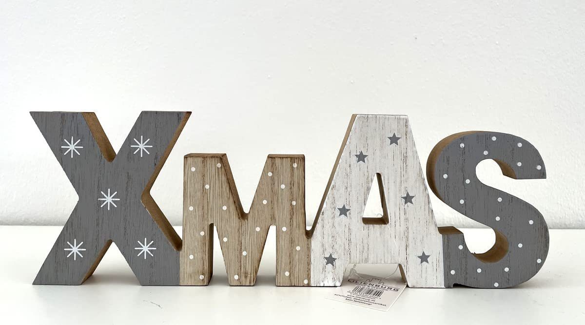 Deko-Schriftzug Deko Tisch Weihnachten Fenster Holz Schriftzug XMAS Figur Advent weiß