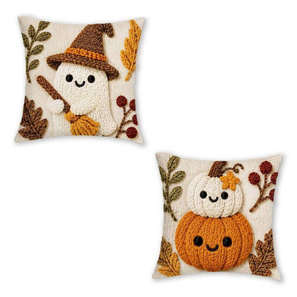 Sorvyzxn Kissenhüllen 2/4er-Set Halloween-Kissenbezüge mit 2D-Flachdruck, (2 Stück)